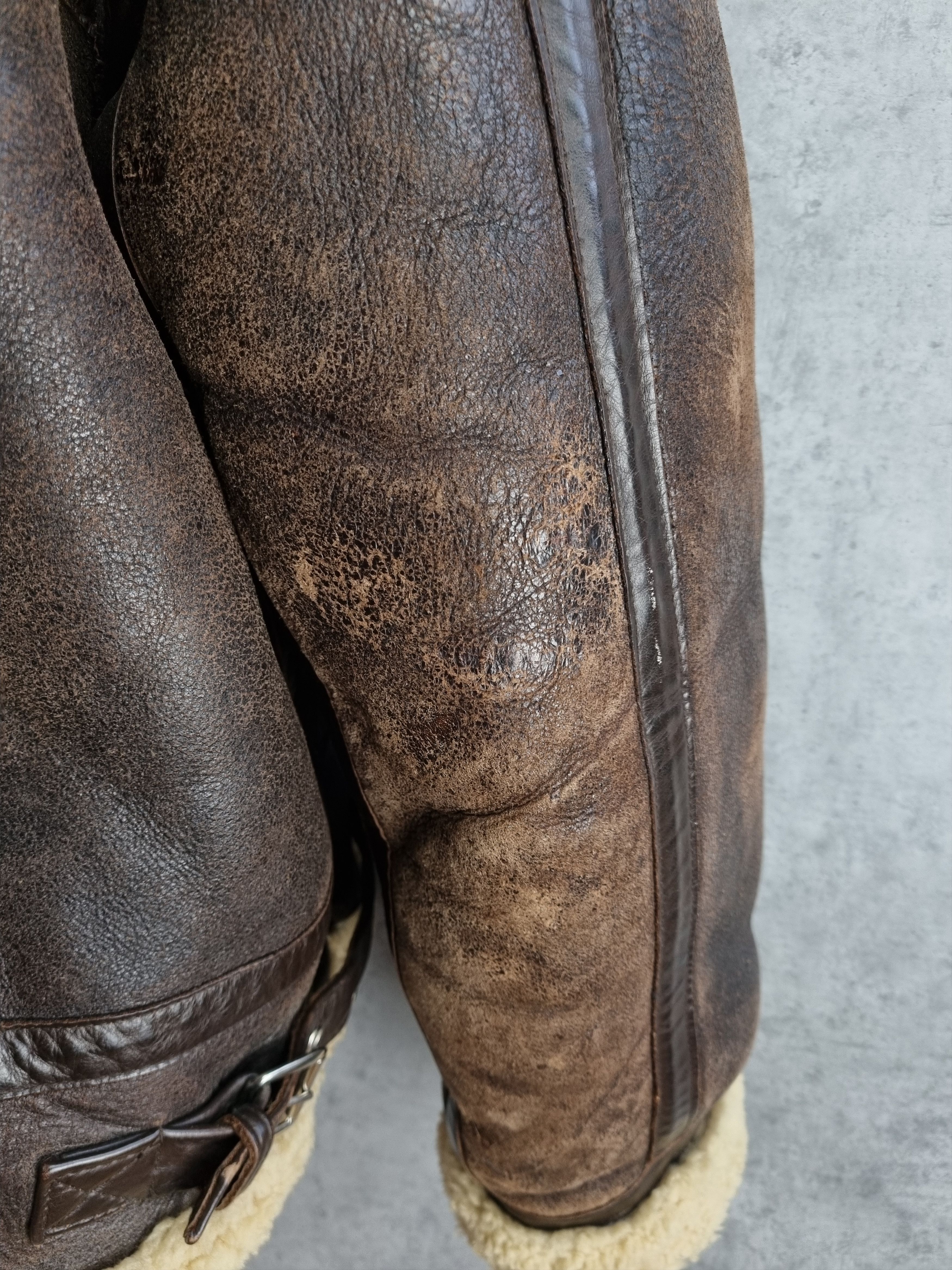 Genuine Leather × Leather 90s Vintage KUDSAK Shearling Aviator Leather Jacket Size US XL / EU 56 / 4 - 18 Thumbnail