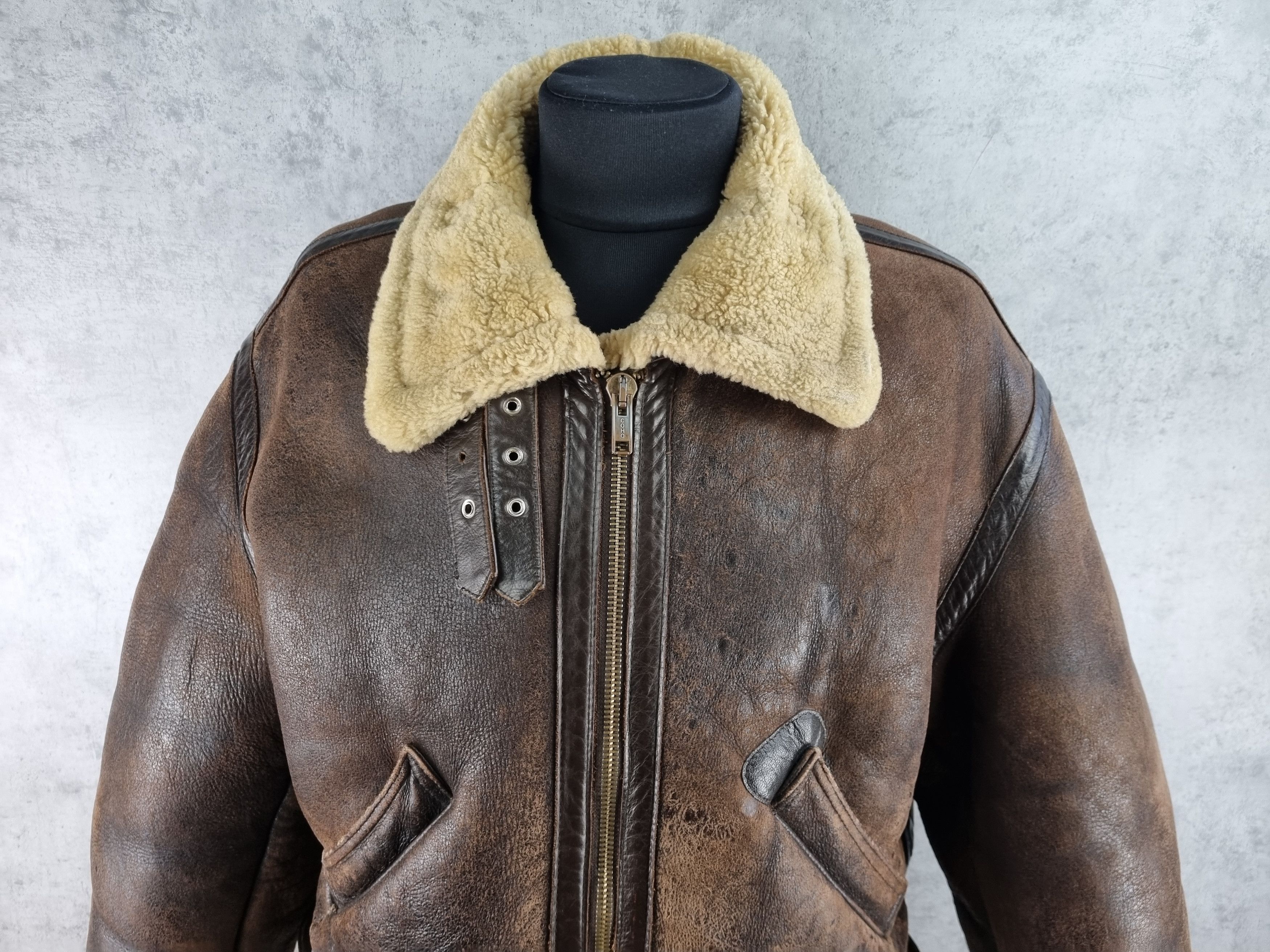Genuine Leather × Leather 90s Vintage KUDSAK Shearling Aviator Leather Jacket Size US XL / EU 56 / 4 - 13 Thumbnail