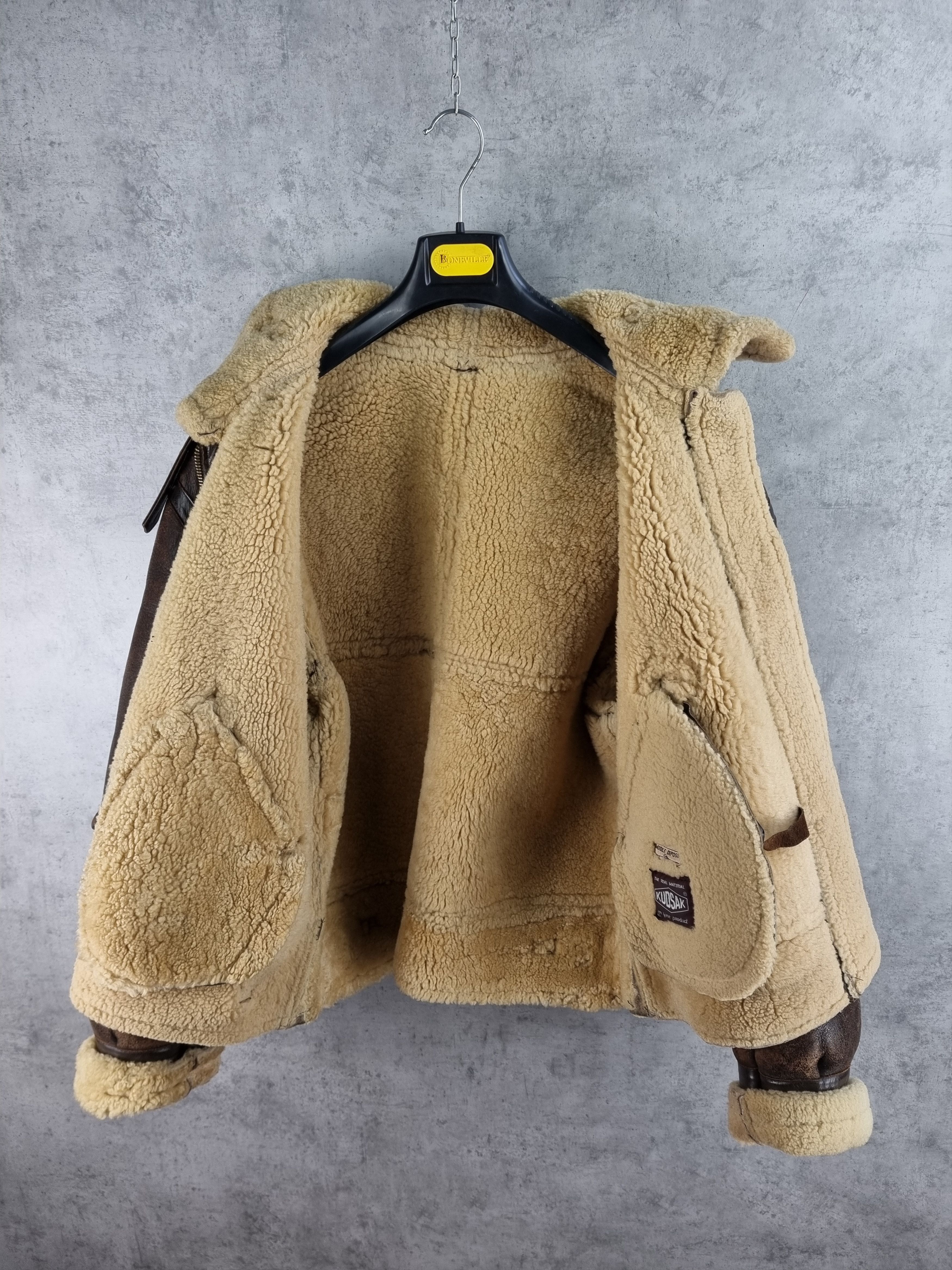 Genuine Leather × Leather 90s Vintage KUDSAK Shearling Aviator Leather Jacket Size US XL / EU 56 / 4 - 5 Thumbnail