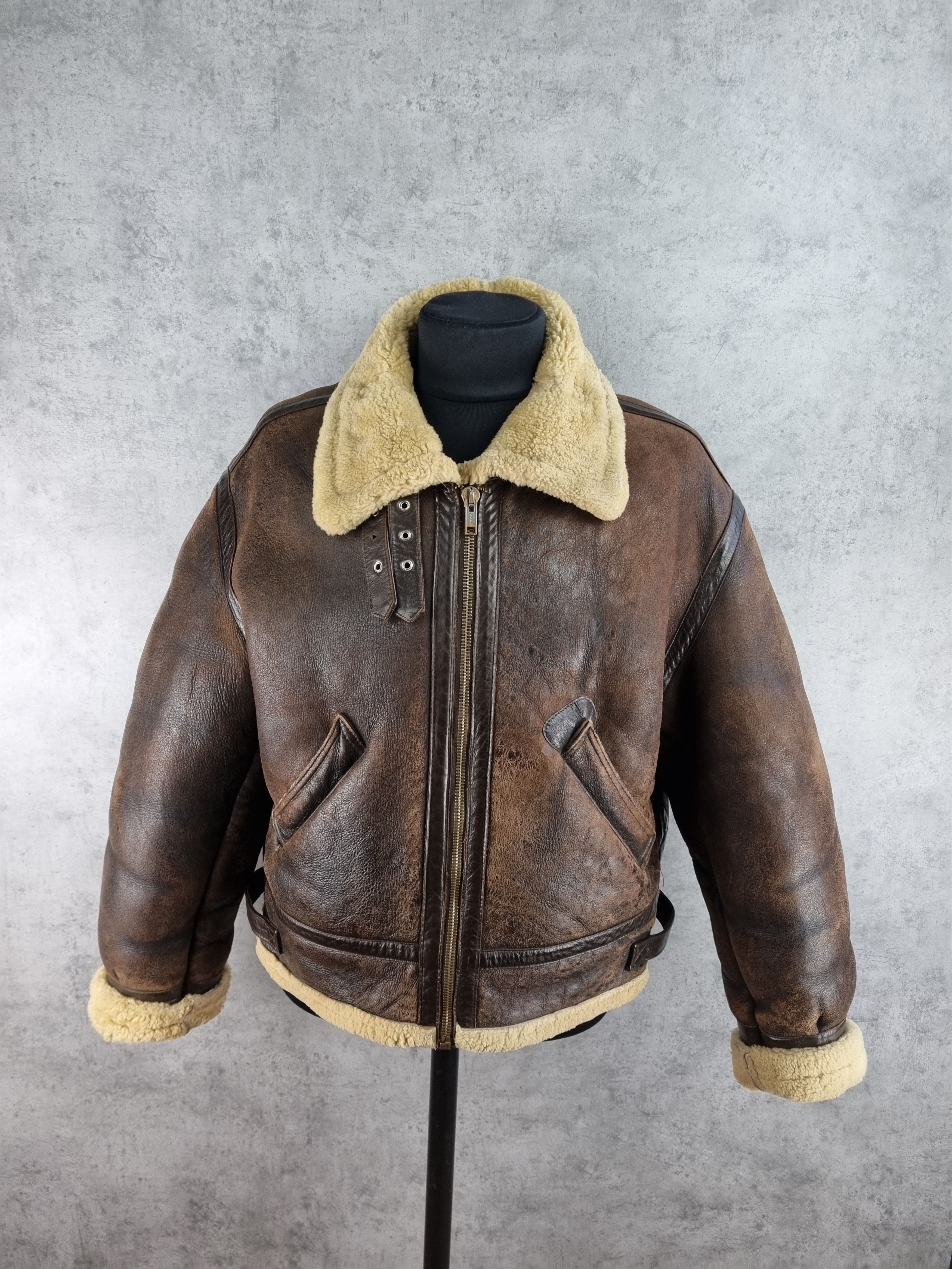 Genuine Leather × Leather 90s Vintage KUDSAK Shearling Aviator Leather Jacket Size US XL / EU 56 / 4 - 7 Thumbnail