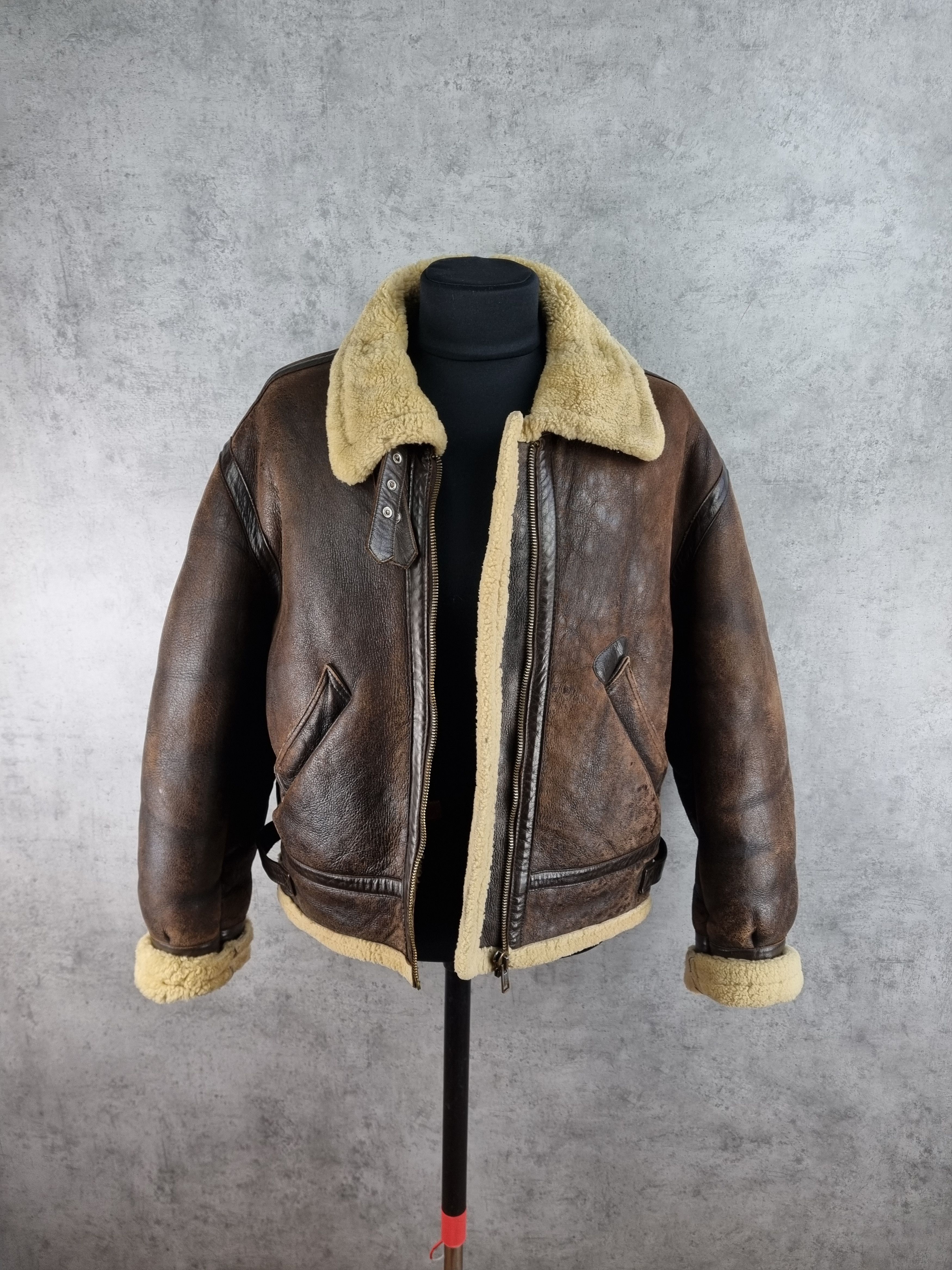 Genuine Leather × Leather 90s Vintage KUDSAK Shearling Aviator Leather Jacket Size US XL / EU 56 / 4 - 6 Thumbnail
