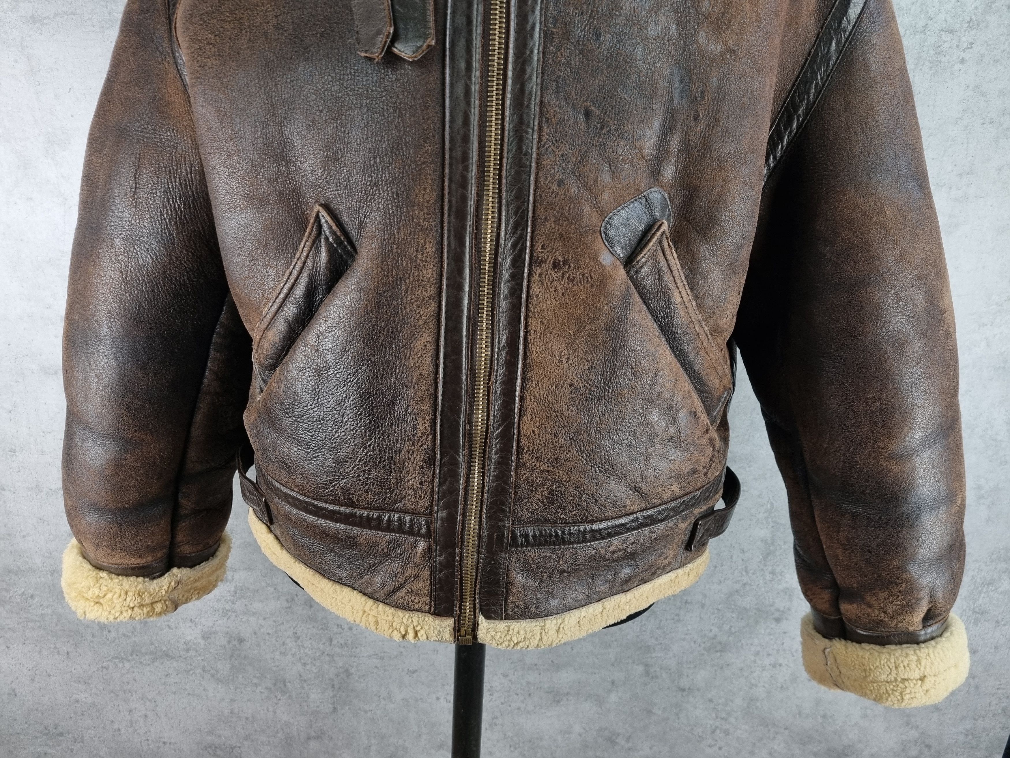 Genuine Leather × Leather 90s Vintage KUDSAK Shearling Aviator Leather Jacket Size US XL / EU 56 / 4 - 14 Thumbnail