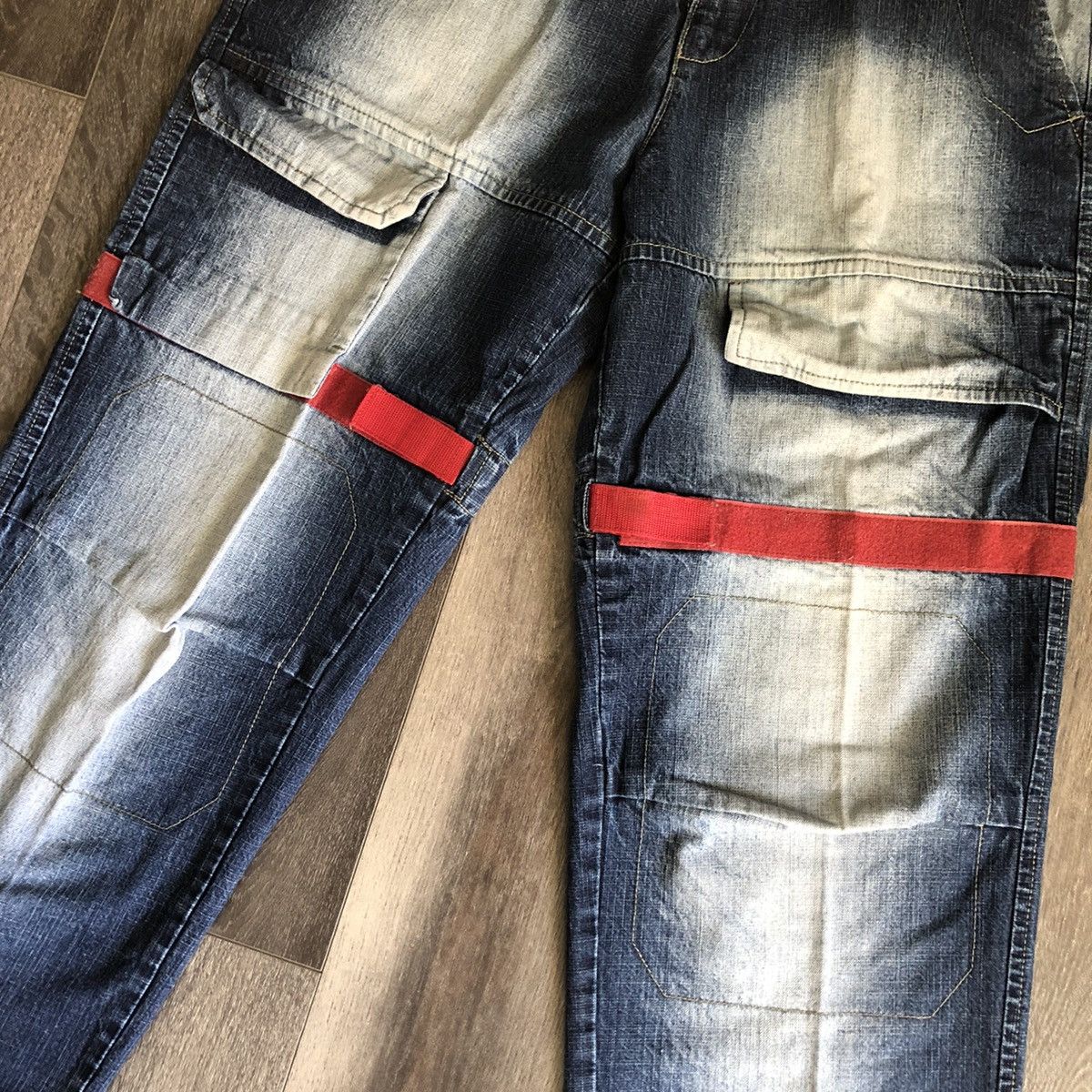 Vintage Vintage 1990s Stub Cargo Knee Pocket Baggy Denim Jeans 36x33 Size US 36 / EU 52 - 4 Thumbnail