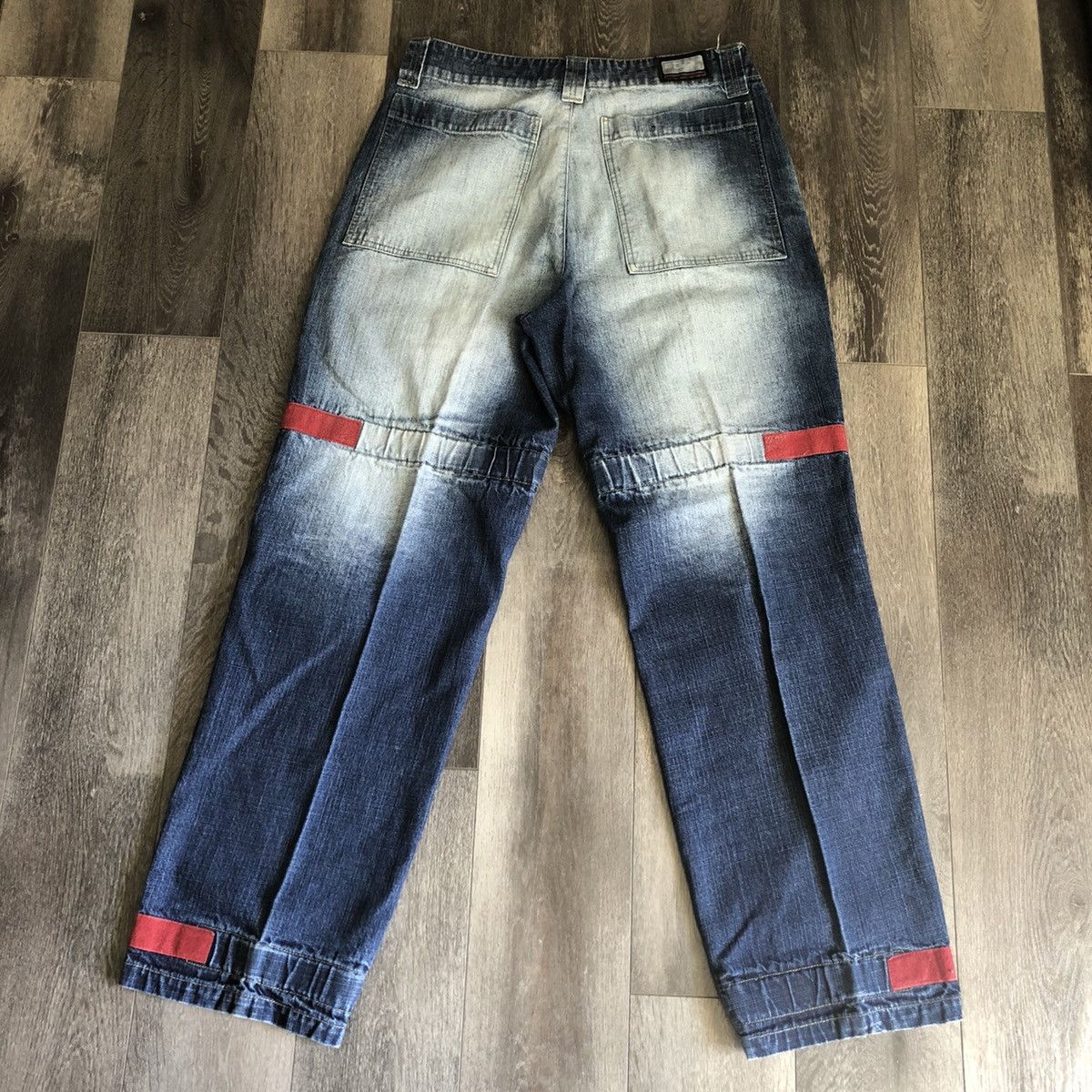 Vintage Vintage 1990s Stub Cargo Knee Pocket Baggy Denim Jeans 36x33 Size US 36 / EU 52 - 2 Thumbnail