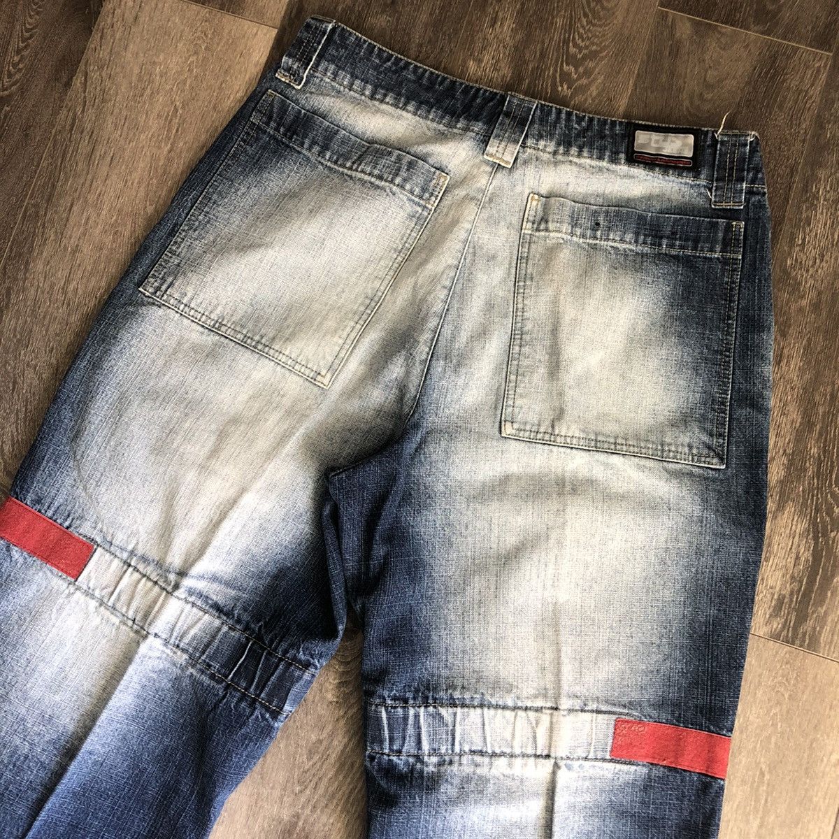 Vintage Vintage 1990s Stub Cargo Knee Pocket Baggy Denim Jeans 36x33 Size US 36 / EU 52 - 3 Thumbnail