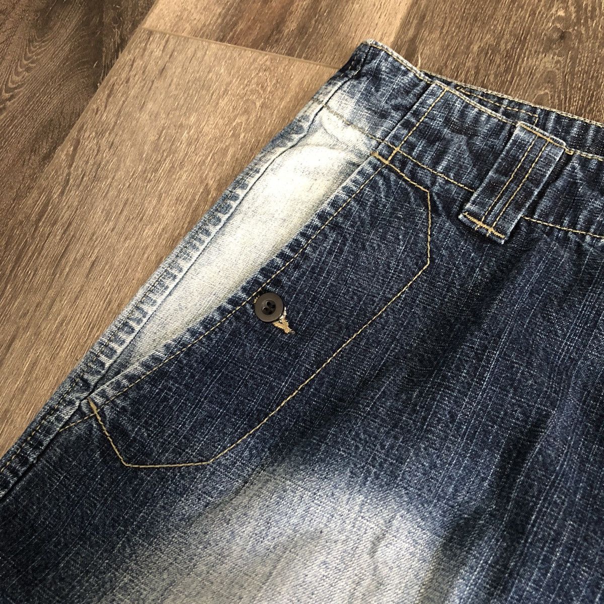 Vintage Vintage 1990s Stub Cargo Knee Pocket Baggy Denim Jeans 36x33 Size US 36 / EU 52 - 7 Thumbnail