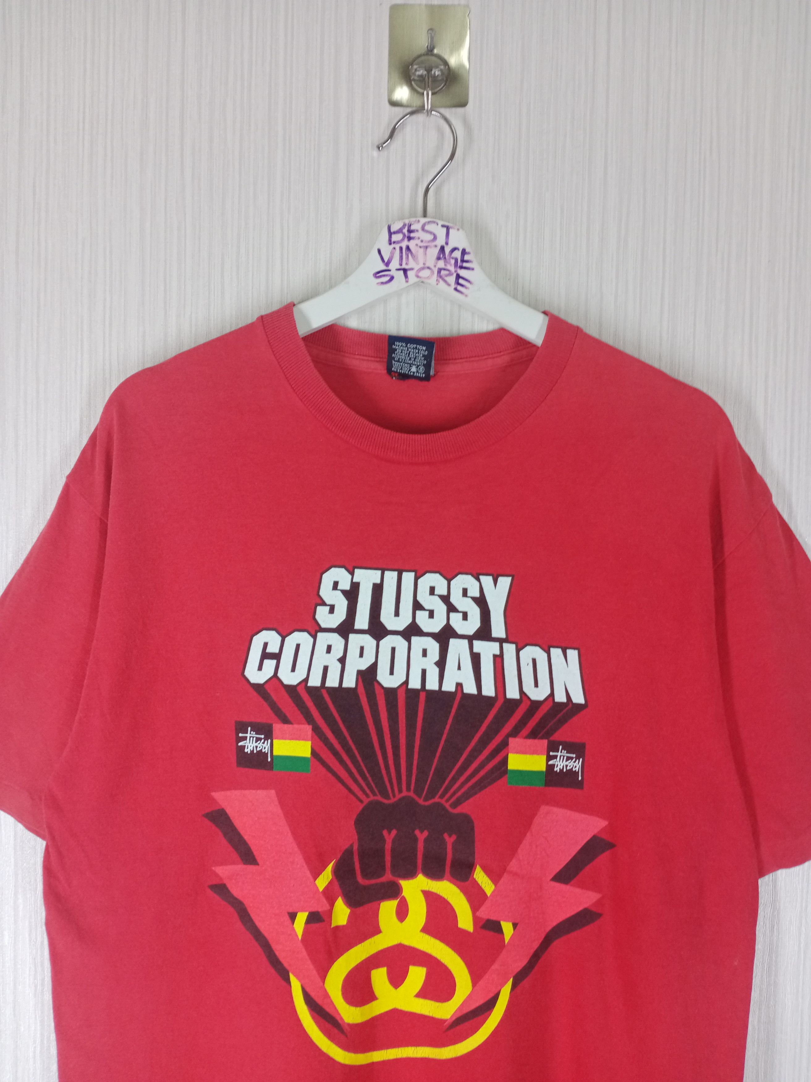 Stussy Vintage Single Sticth Stussy Corporation Rasta Tshirt Size US L / EU 52-54 / 3 - 4 Thumbnail