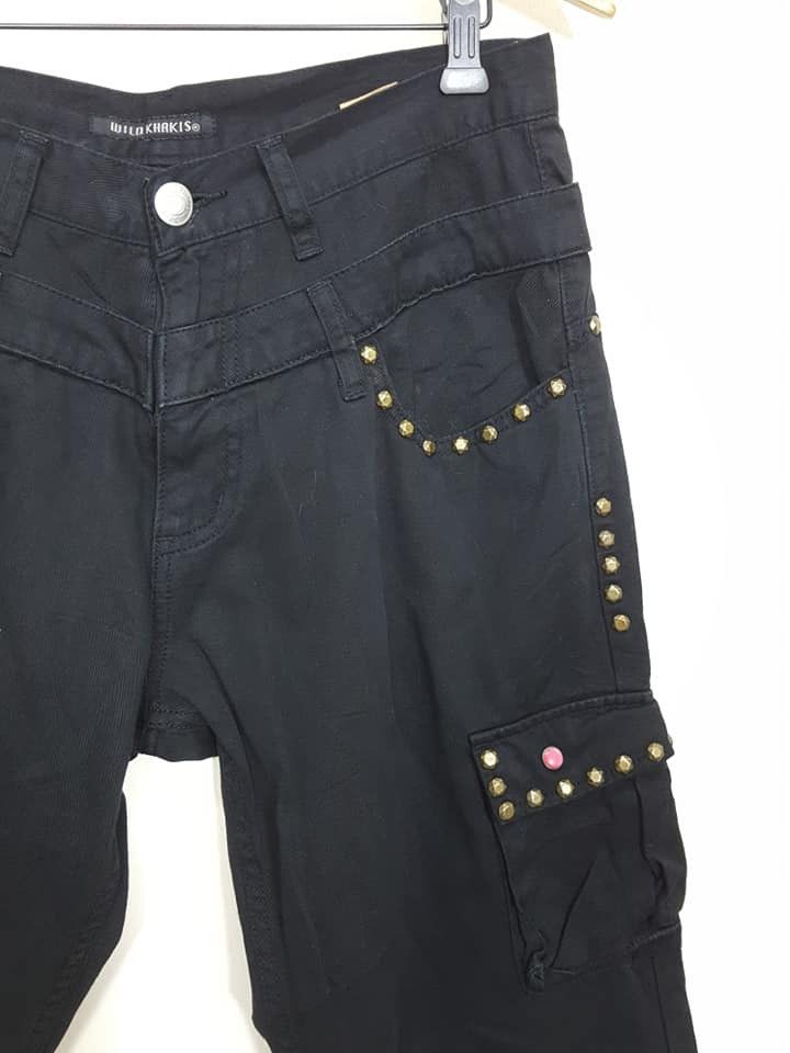 Japanese Brand Double Waisted Studded Cargo Streetwear Style Pants Size US 31 - 3 Thumbnail