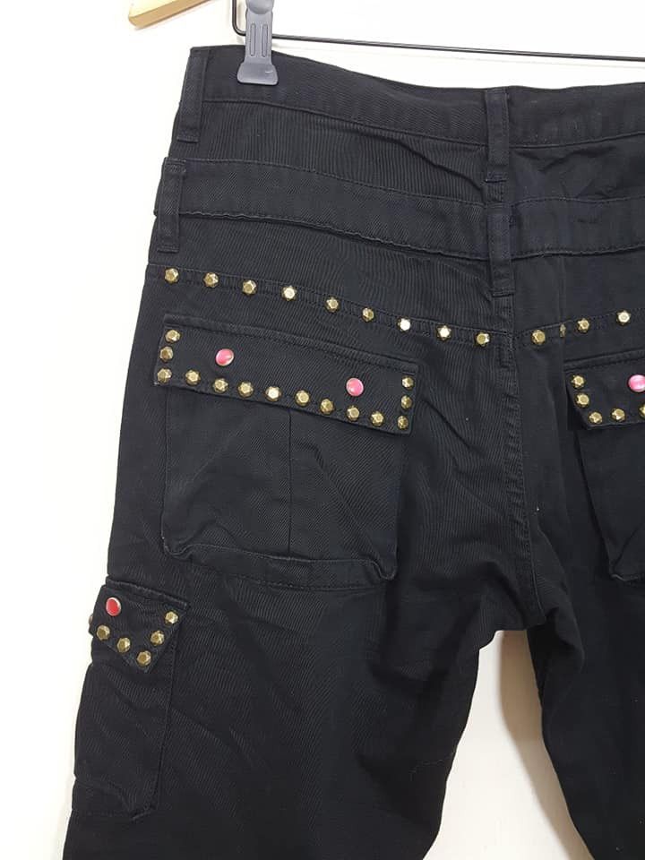Japanese Brand Double Waisted Studded Cargo Streetwear Style Pants Size US 31 - 5 Thumbnail