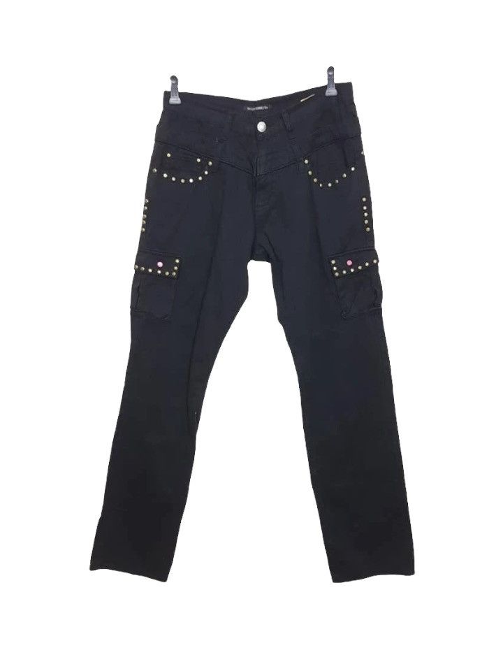 Japanese Brand Double Waisted Studded Cargo Streetwear Style Pants Size US 31 - 1 Thumbnail