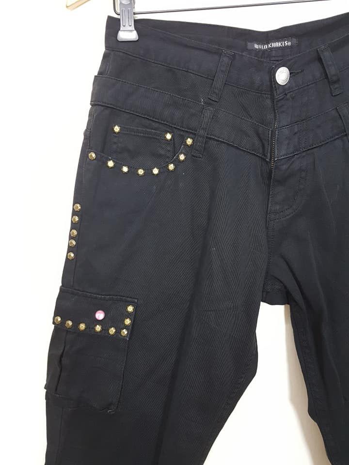 Japanese Brand Double Waisted Studded Cargo Streetwear Style Pants Size US 31 - 2 Thumbnail