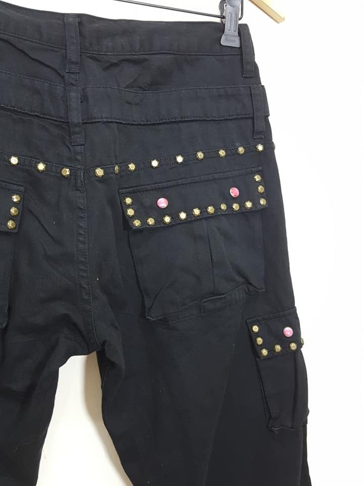 Japanese Brand Double Waisted Studded Cargo Streetwear Style Pants Size US 31 - 6 Thumbnail
