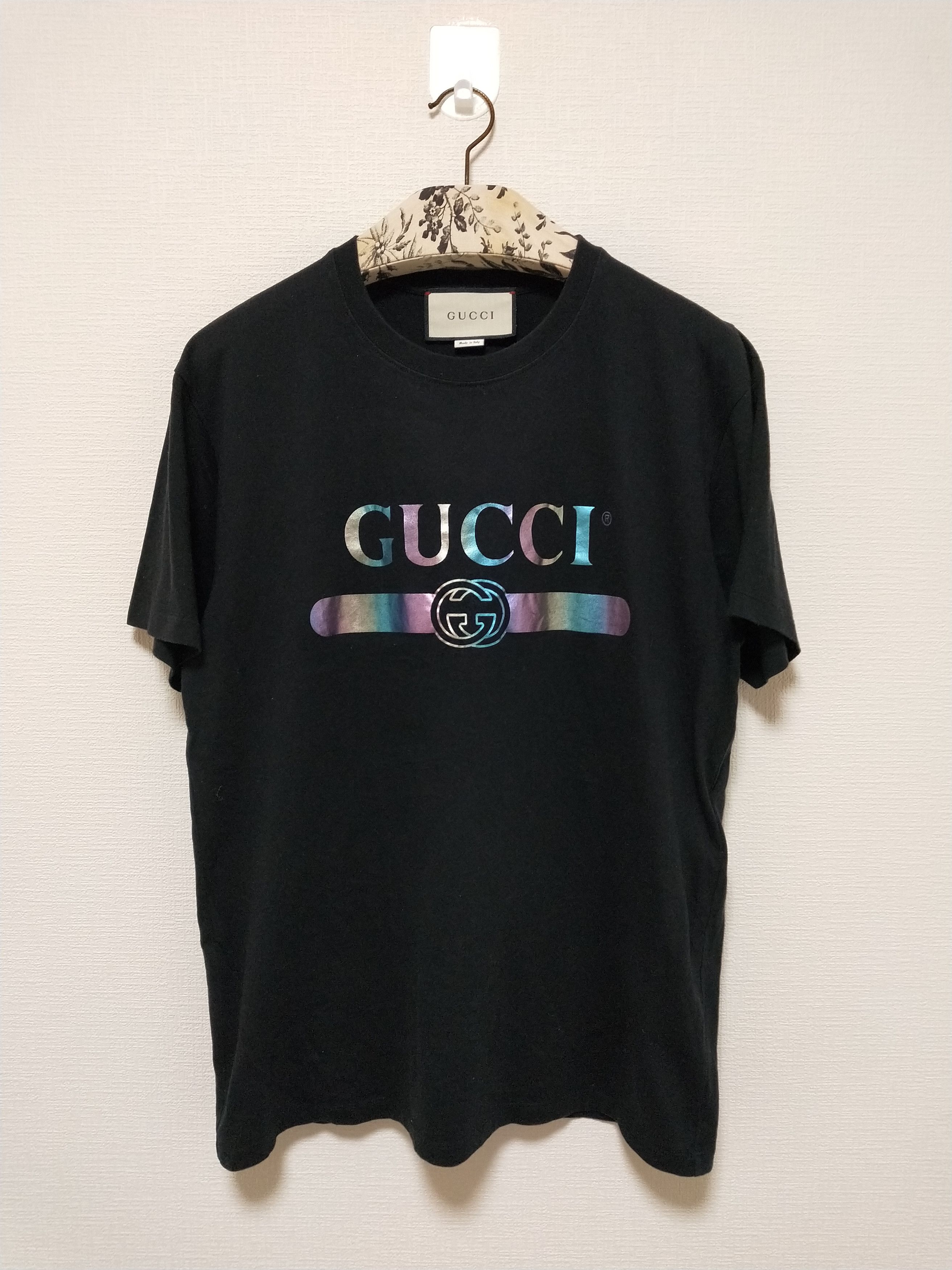 Gucci Metallic Rainbow Holographic Logo Tee Grailed