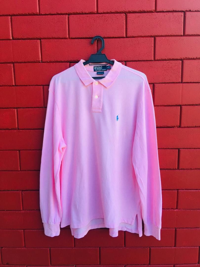Japanese Brand × Polo Ralph Lauren Polo Long Sleeve Spellout Pink Colour Japanese Style Size US XL / EU 56 / 4 - 1 Thumbnail