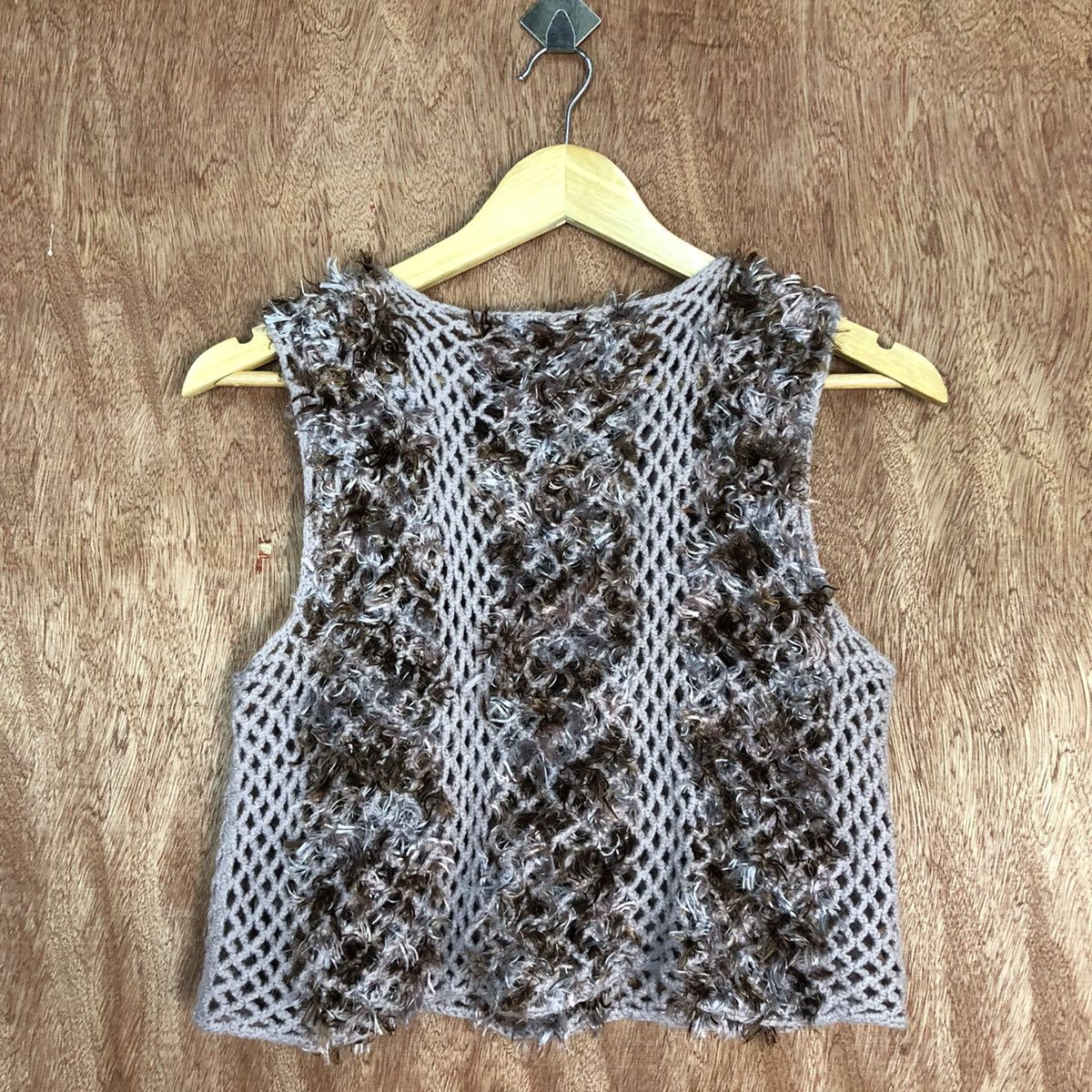 Handmade Japan Purple Shag Shaggy crochet Knit Vest #c839 Size US XS / EU 42 / 0 - 10 Thumbnail