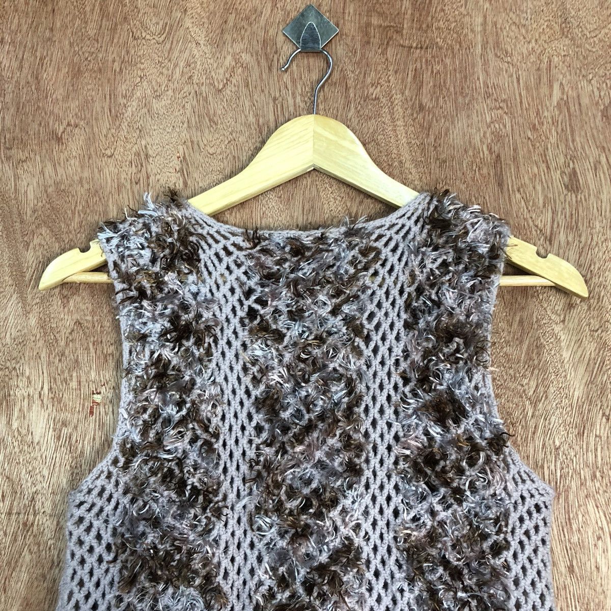 Handmade Japan Purple Shag Shaggy crochet Knit Vest #c839 Size US XS / EU 42 / 0 - 9 Thumbnail