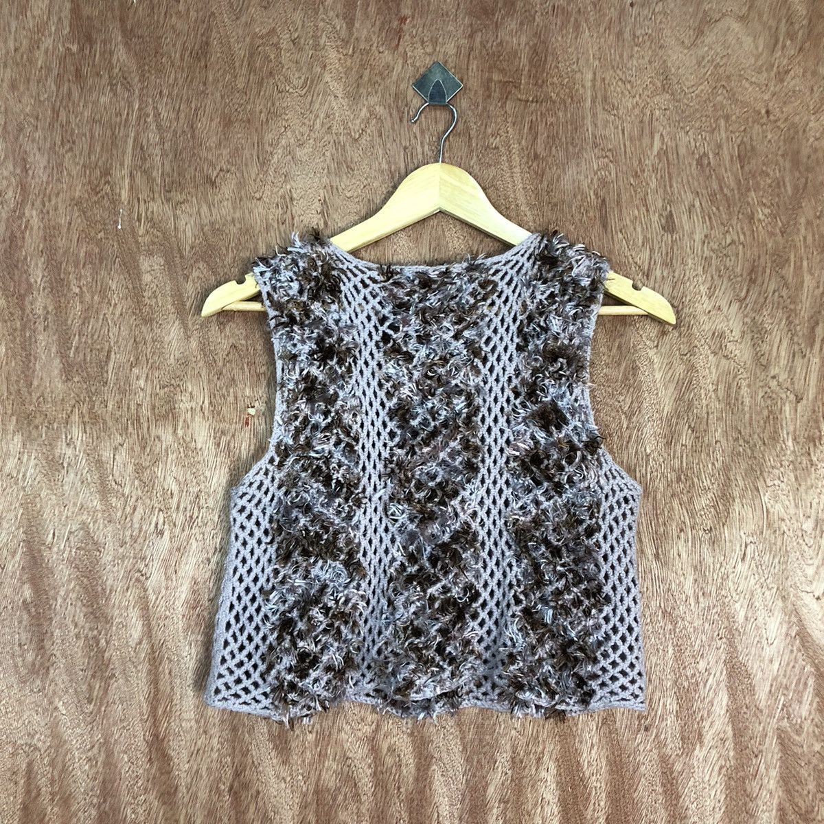 Handmade Japan Purple Shag Shaggy crochet Knit Vest #c839 Size US XS / EU 42 / 0 - 8 Thumbnail