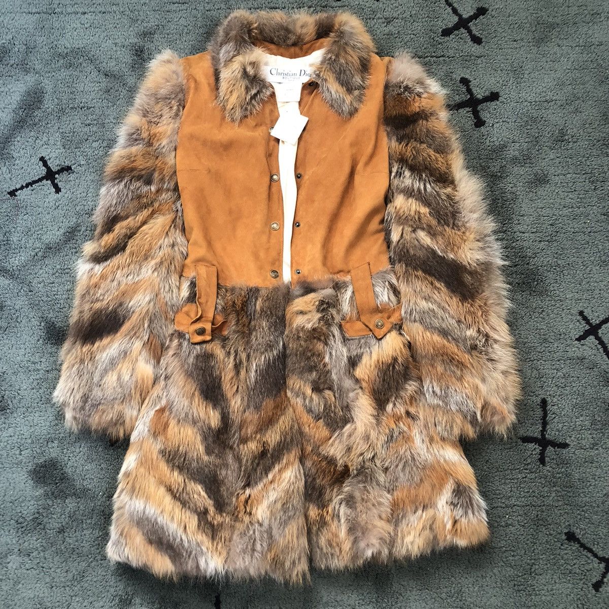 image of Dior By Galliano Fall 2001 Leather Fur Coat Archive in Tan, Women's (Size Small)