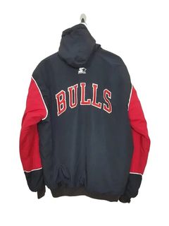 Vintage 90s Chicago Bulls Starter Jacket with Fur Lined Hood - ShopperBoard