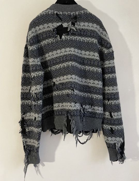 balenciaga distressed striped sweater
