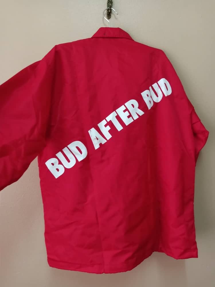 image of Budweiser Bud To Bud Spell Out Jacket in Reds, Men's (Size 2XL)