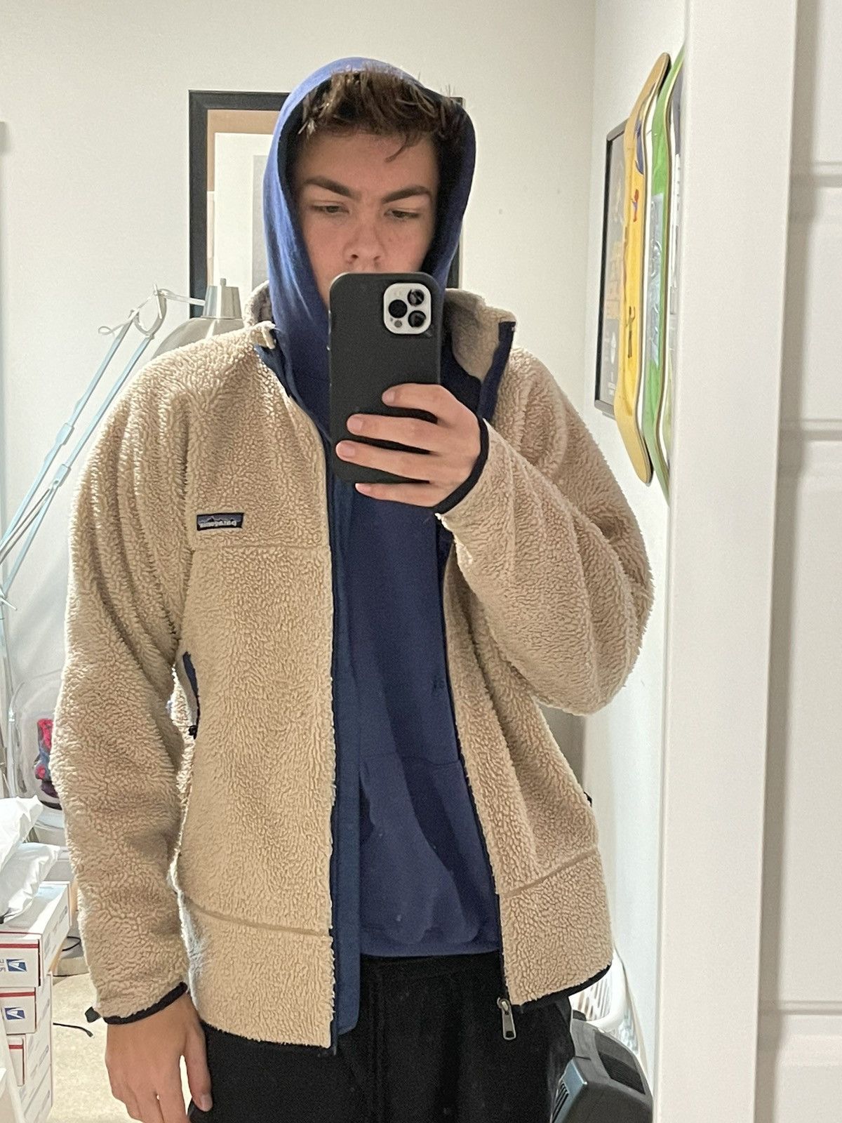 Patagonia × Vintage Vintage Cream Patagonia Deep Pile Retro X Fleece Jacket Size US L / EU 52-54 / 3 - 5 Thumbnail
