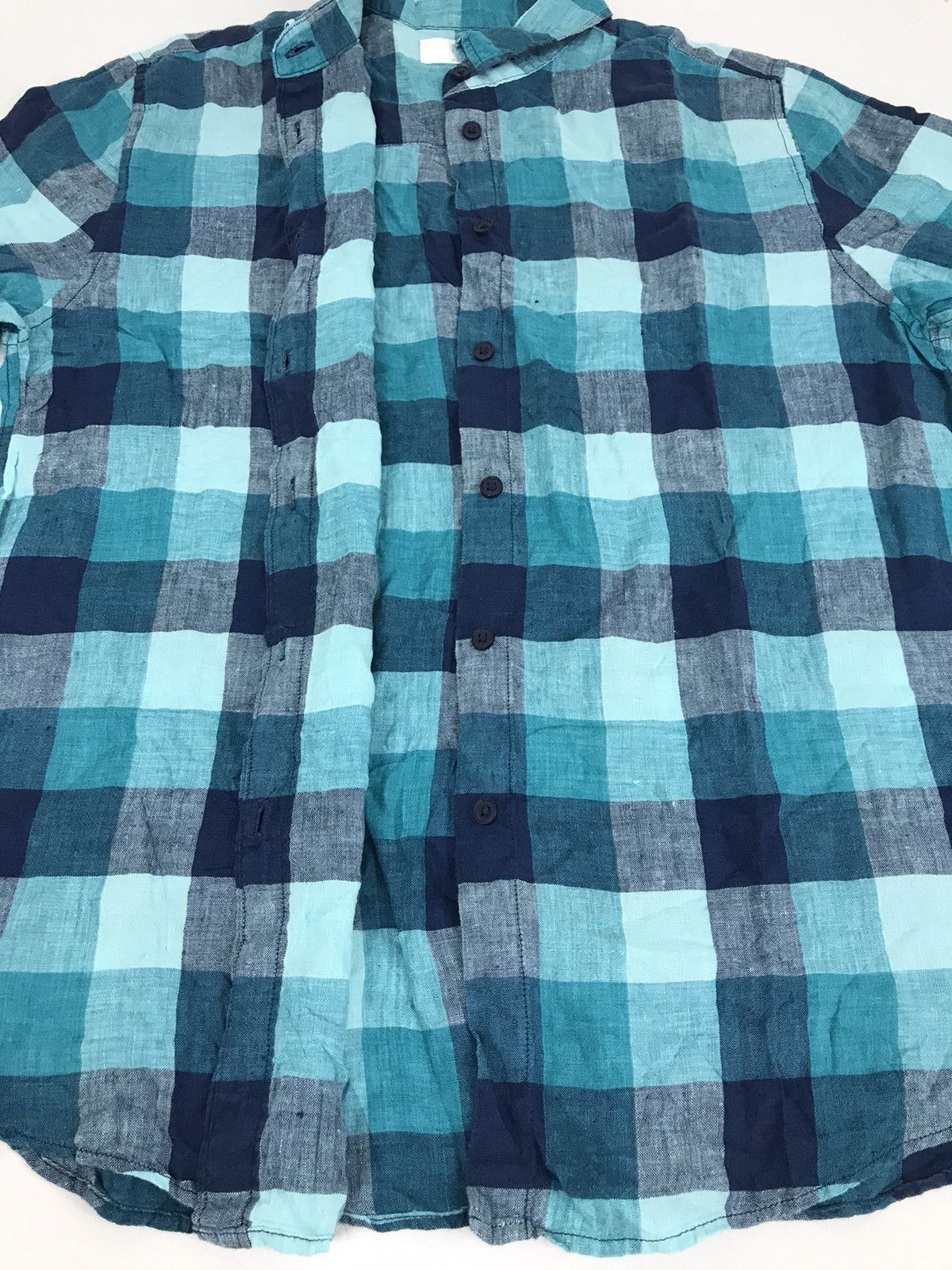 Japanese Brand × Uniqlo Uniqlo Shirt Down Shadow Plaid Checked Half Sleeve Size L / US 10 / IT 46 - 10 Thumbnail