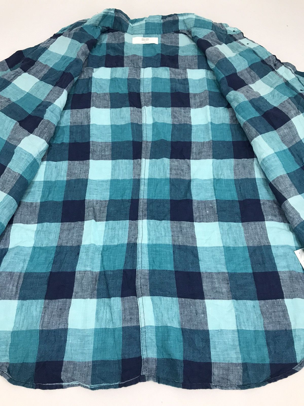 Japanese Brand × Uniqlo Uniqlo Shirt Down Shadow Plaid Checked Half Sleeve Size L / US 10 / IT 46 - 6 Thumbnail