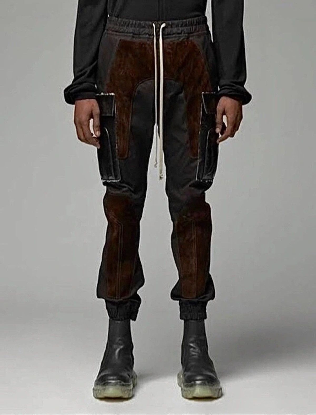 Rick Owens NEW 🔥 WAXED SUEDE LARRY RUNWAY JOGGER ASAP ROCKY 54it RARE Size US 38 / EU 54 - 2 Thumbnail