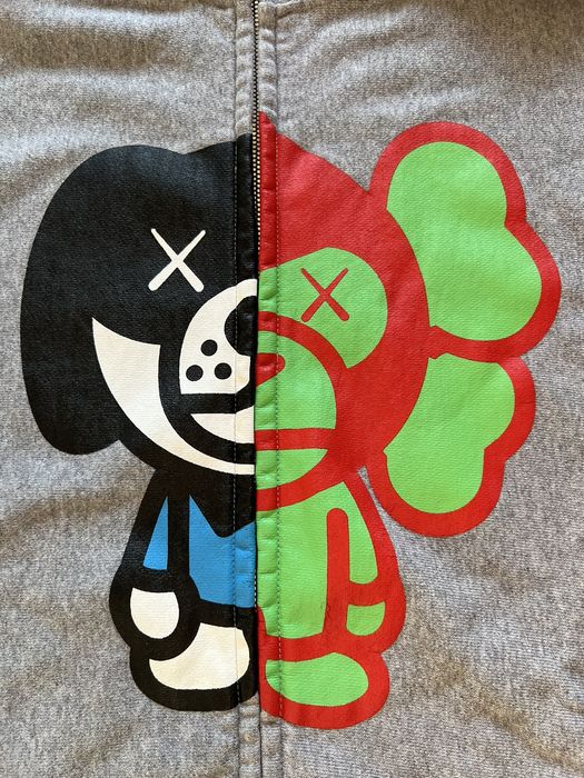 Bape 2006 Bape x kaws split / dog full zip hoodie Grailed