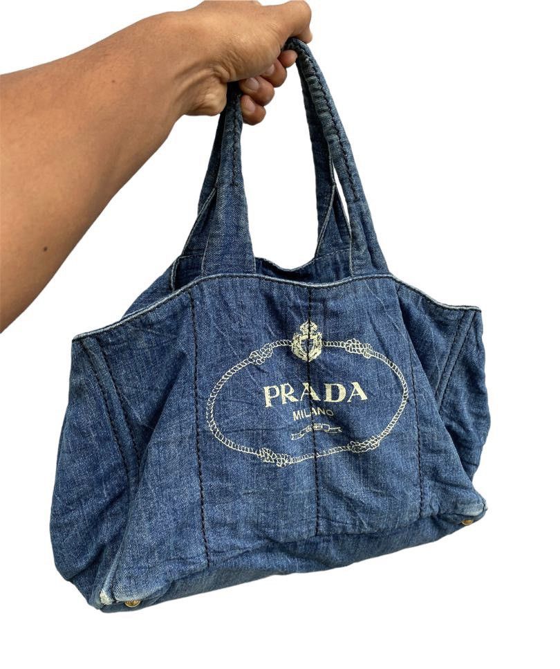 Prada jeans tote bag big logo