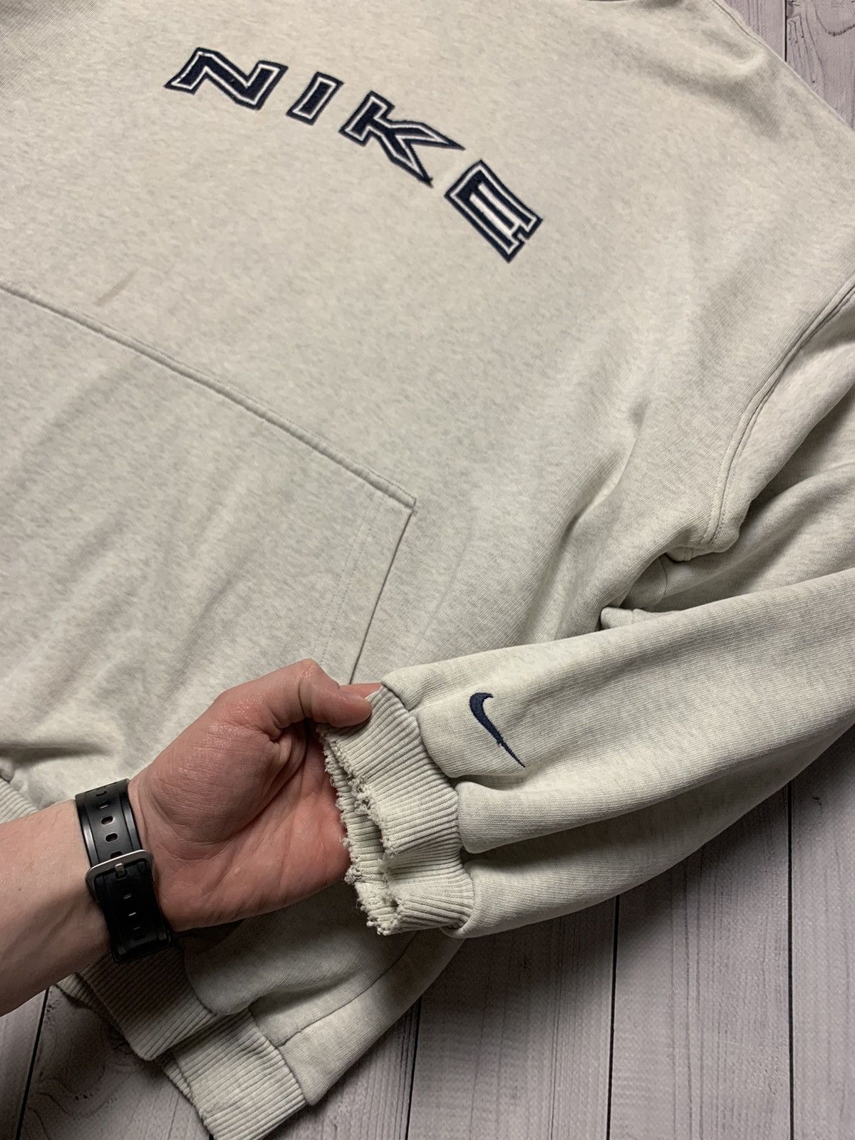 Nike × Vintage Vintage Nike Hoodie big logo distressed size XL Size US XL / EU 56 / 4 - 3 Thumbnail