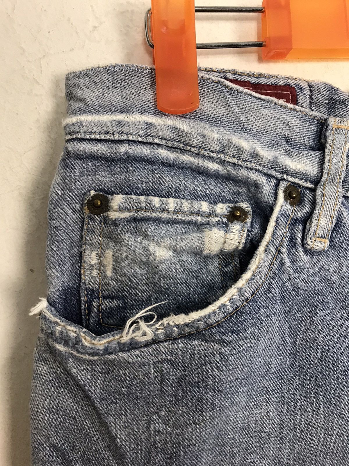 Edwin Vtg 90s Edwin Lot 703 Distressed Denim Jeans Indigo Design Size US 29 - 12 Thumbnail