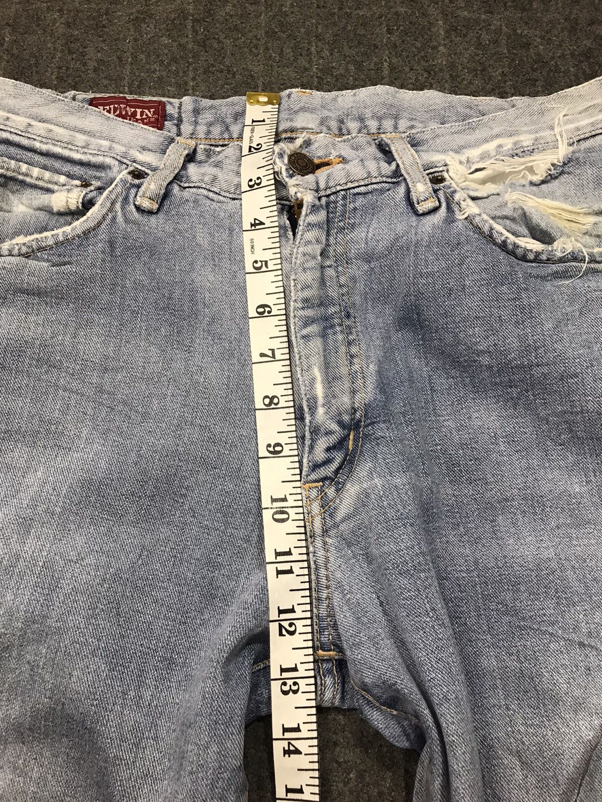 Edwin Vtg 90s Edwin Lot 703 Distressed Denim Jeans Indigo Design Size US 29 - 15 Thumbnail