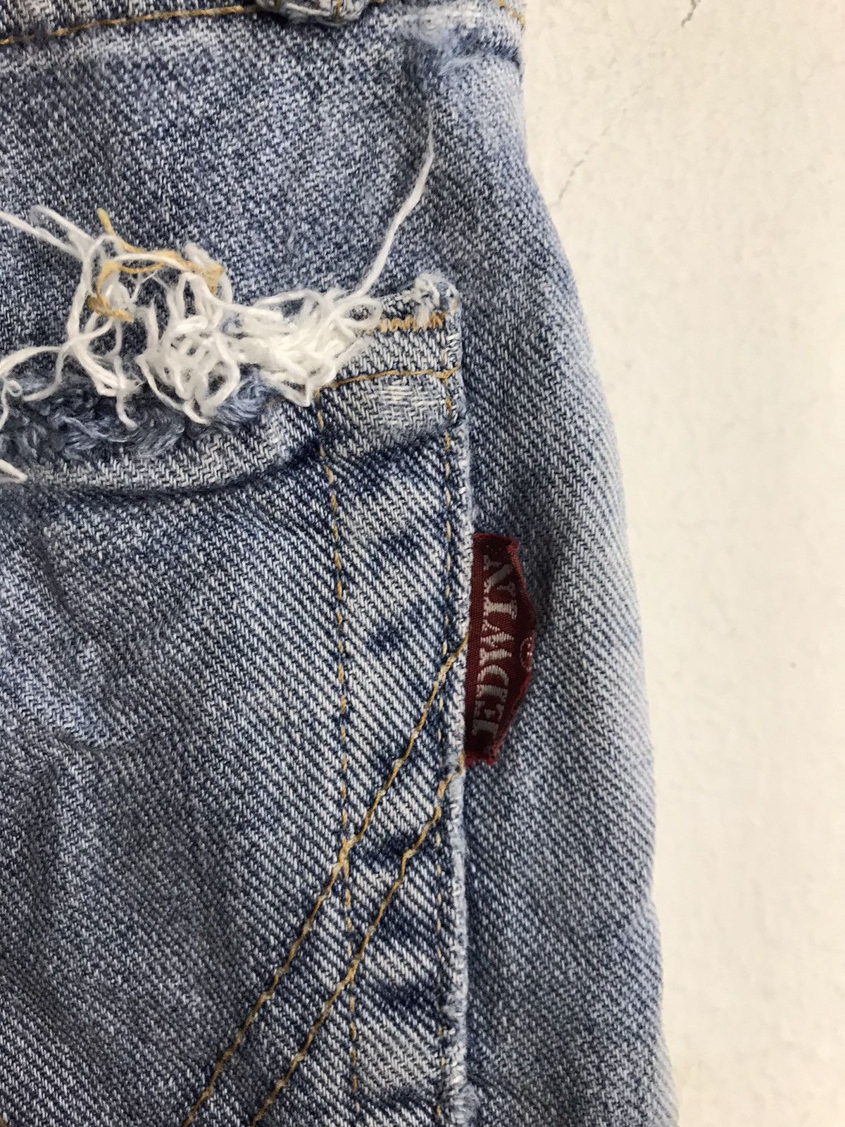 Edwin Vtg 90s Edwin Lot 703 Distressed Denim Jeans Indigo Design Size US 29 - 5 Thumbnail