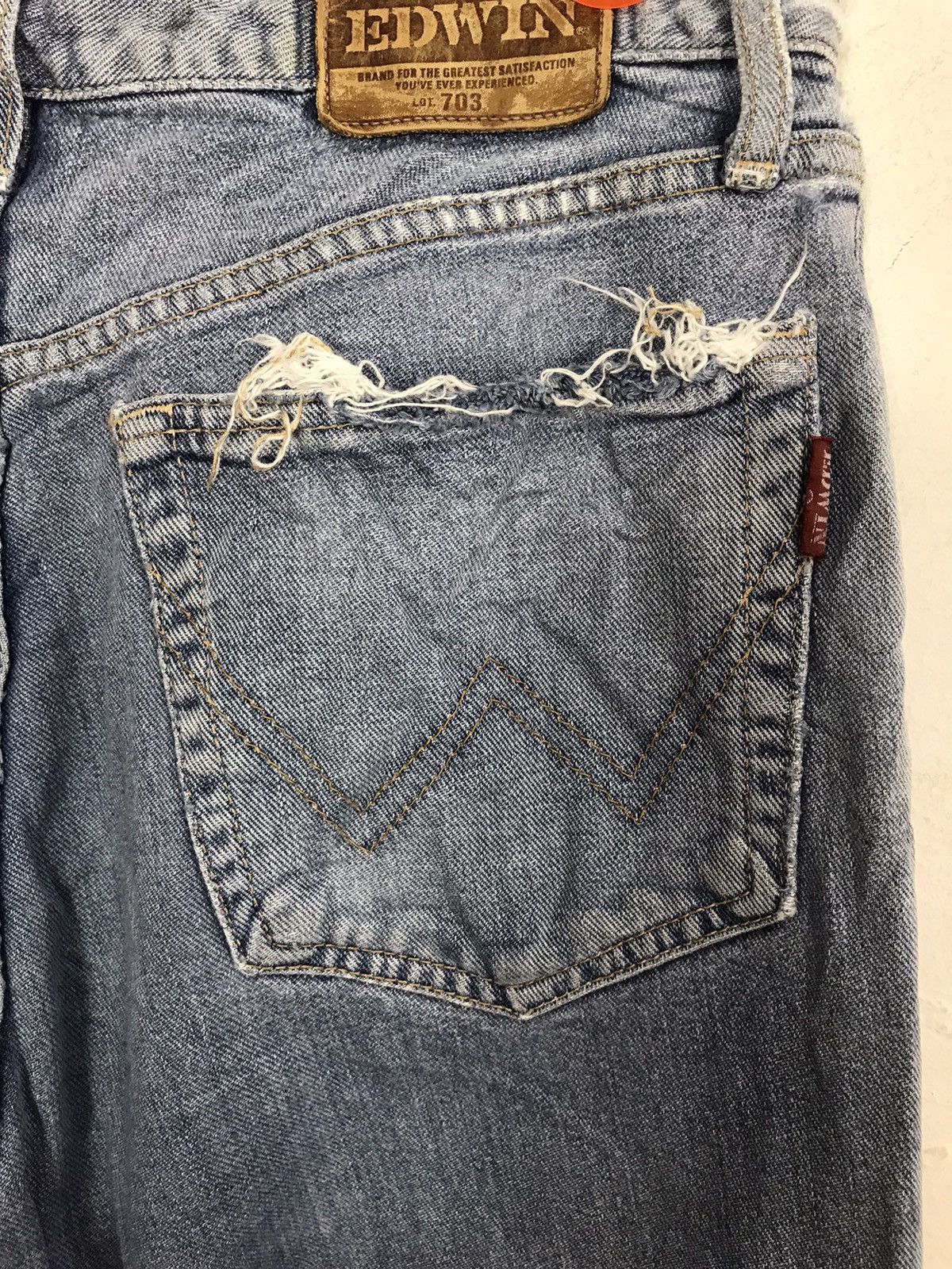 Edwin Vtg 90s Edwin Lot 703 Distressed Denim Jeans Indigo Design Size US 29 - 6 Thumbnail