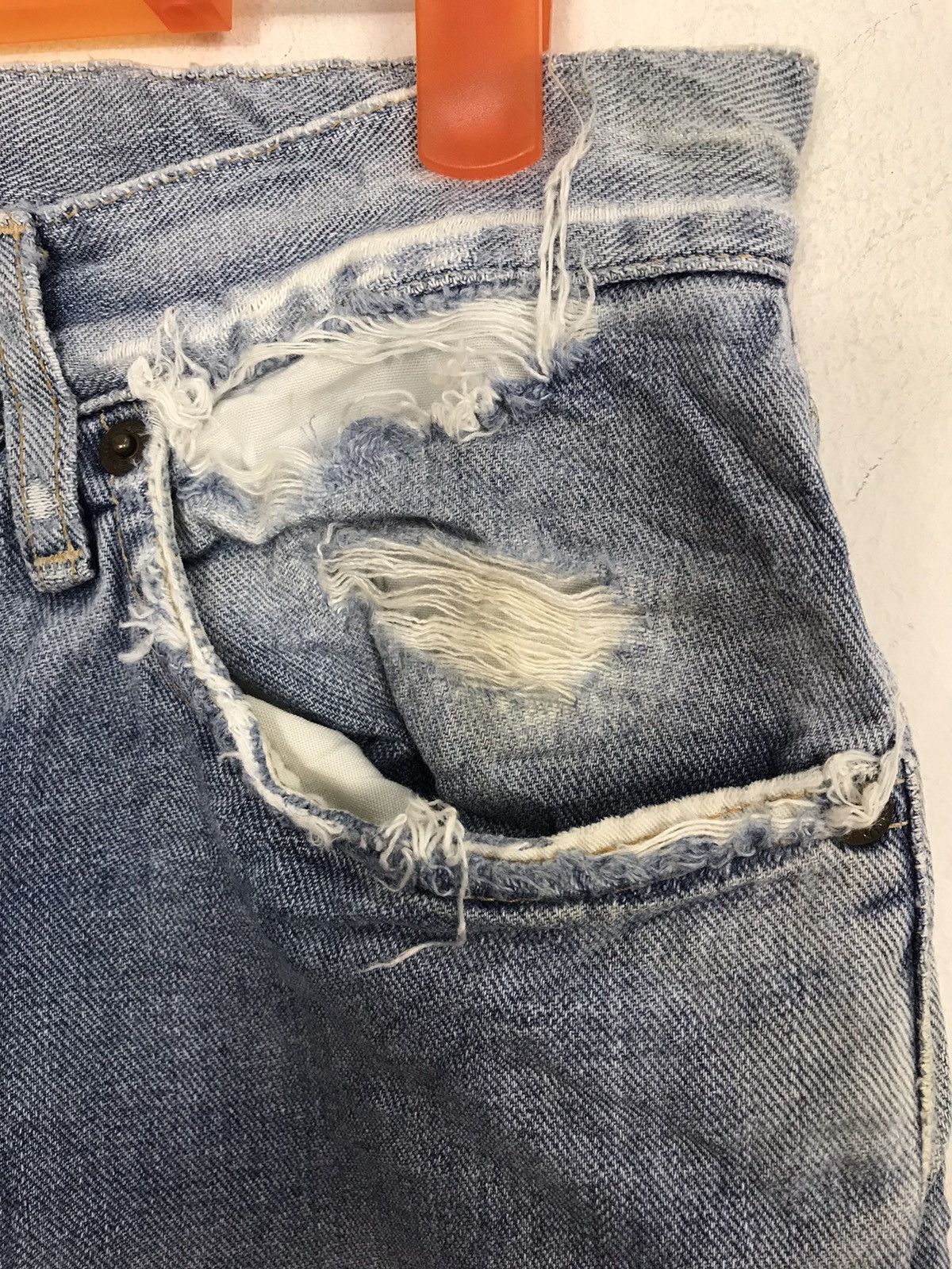 Edwin Vtg 90s Edwin Lot 703 Distressed Denim Jeans Indigo Design Size US 29 - 13 Thumbnail