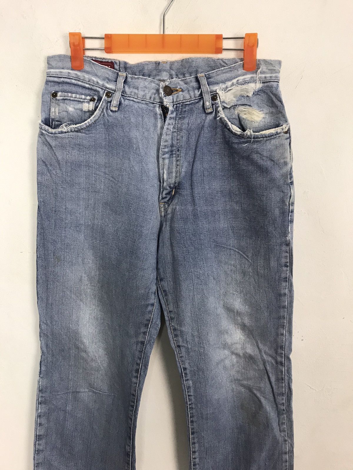 Edwin Vtg 90s Edwin Lot 703 Distressed Denim Jeans Indigo Design Size US 29 - 3 Thumbnail