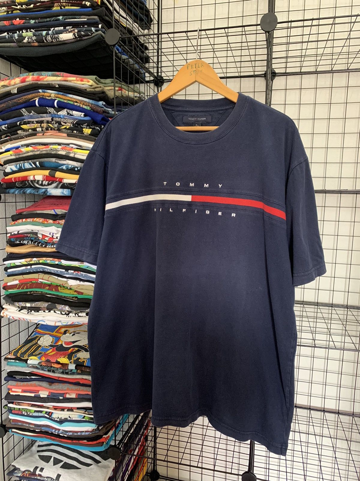 image of Tommy Hilfiger Embroidered Big Logo Shirt XL Size in Dark Blue, Men's