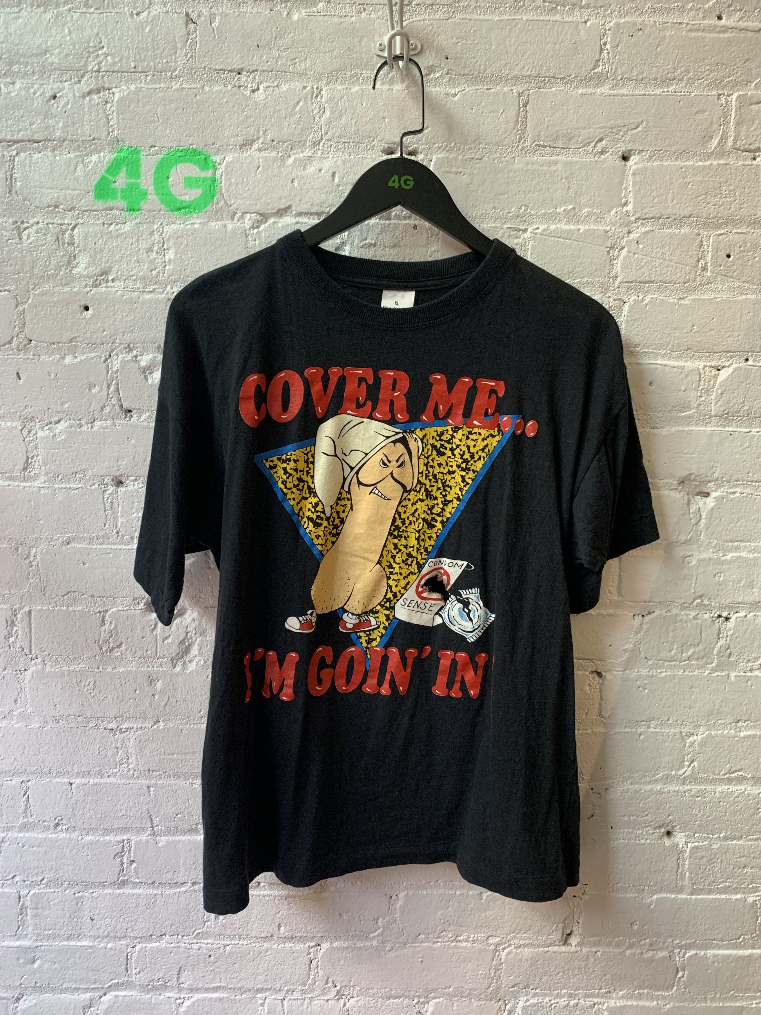 image of Vintage Dick Condom Xxx Sex Shirt 4Gseller in Black, Men's (Size XL)