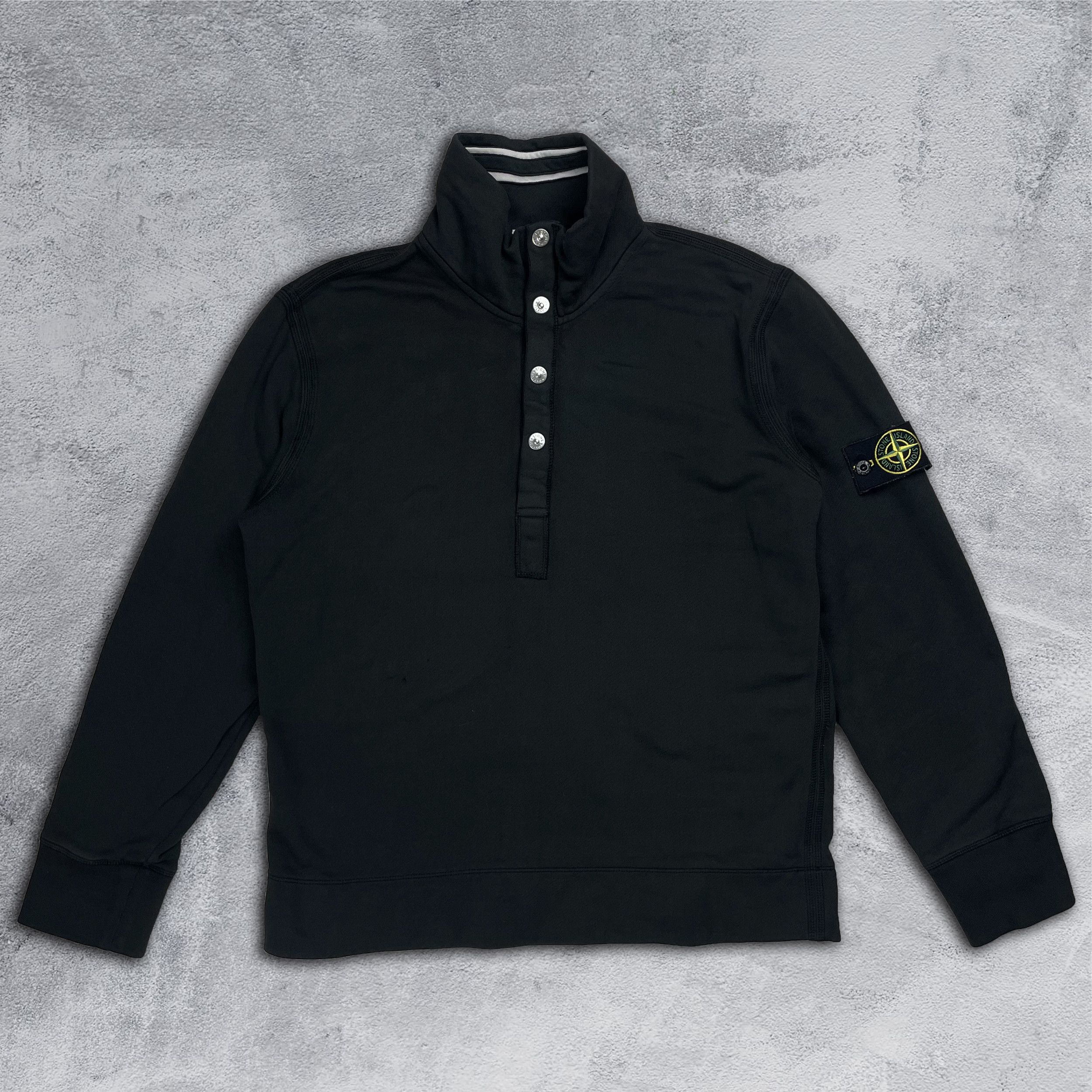 image of Stone Island Vintage High Neck Sweatshirt in Black Navy, Men's (Size Large)