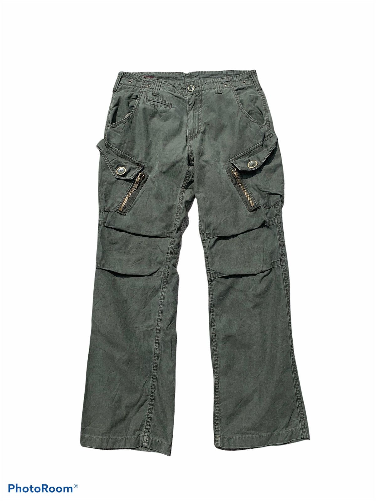 image of Seditionaries Neutral Infinity Tactical Multipocket Bondage Cargo Pants in Green, Men's (Size 32)