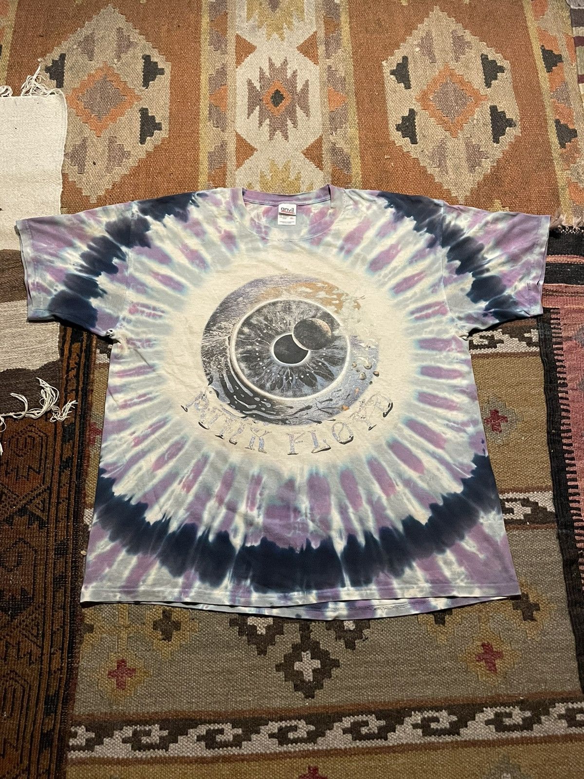 image of Band Tees x Pink Floyd Vintage Pink Floyd Double Sided Tie Dye Graphic T Shirt, Men's (Size XL)