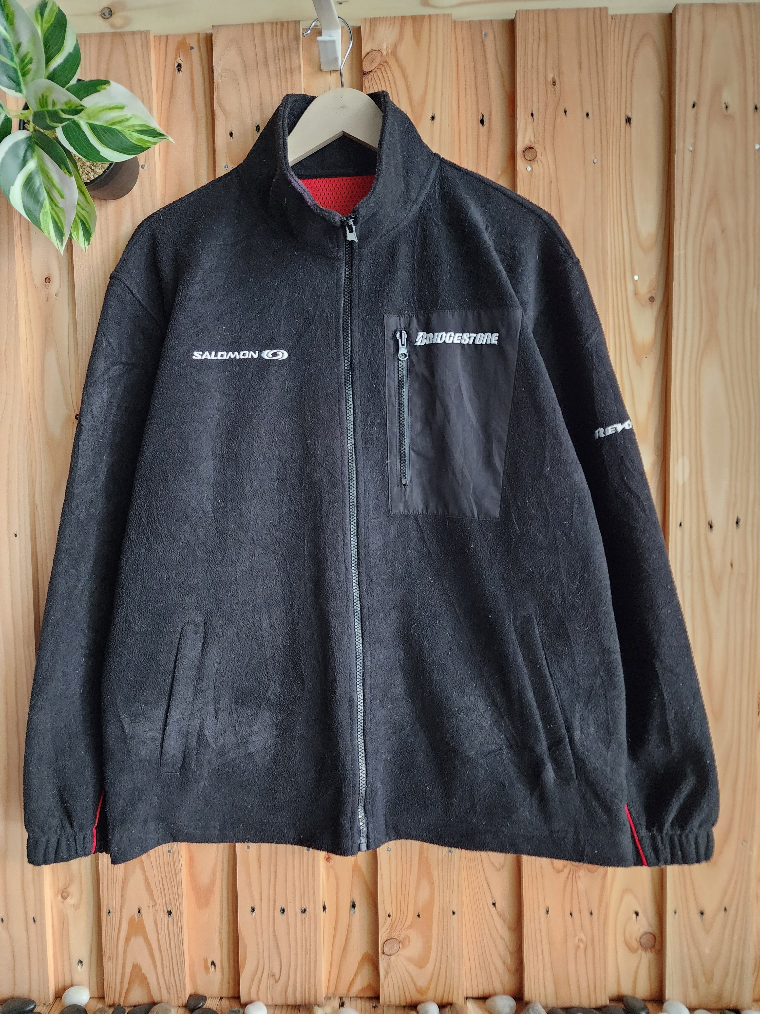 90s Racing Vintage Salomon X Bridgestone Blizzak Fleece Jacket Size M Color Grey Condition Used top Casual Worker Jacket Outerwear Motorsports