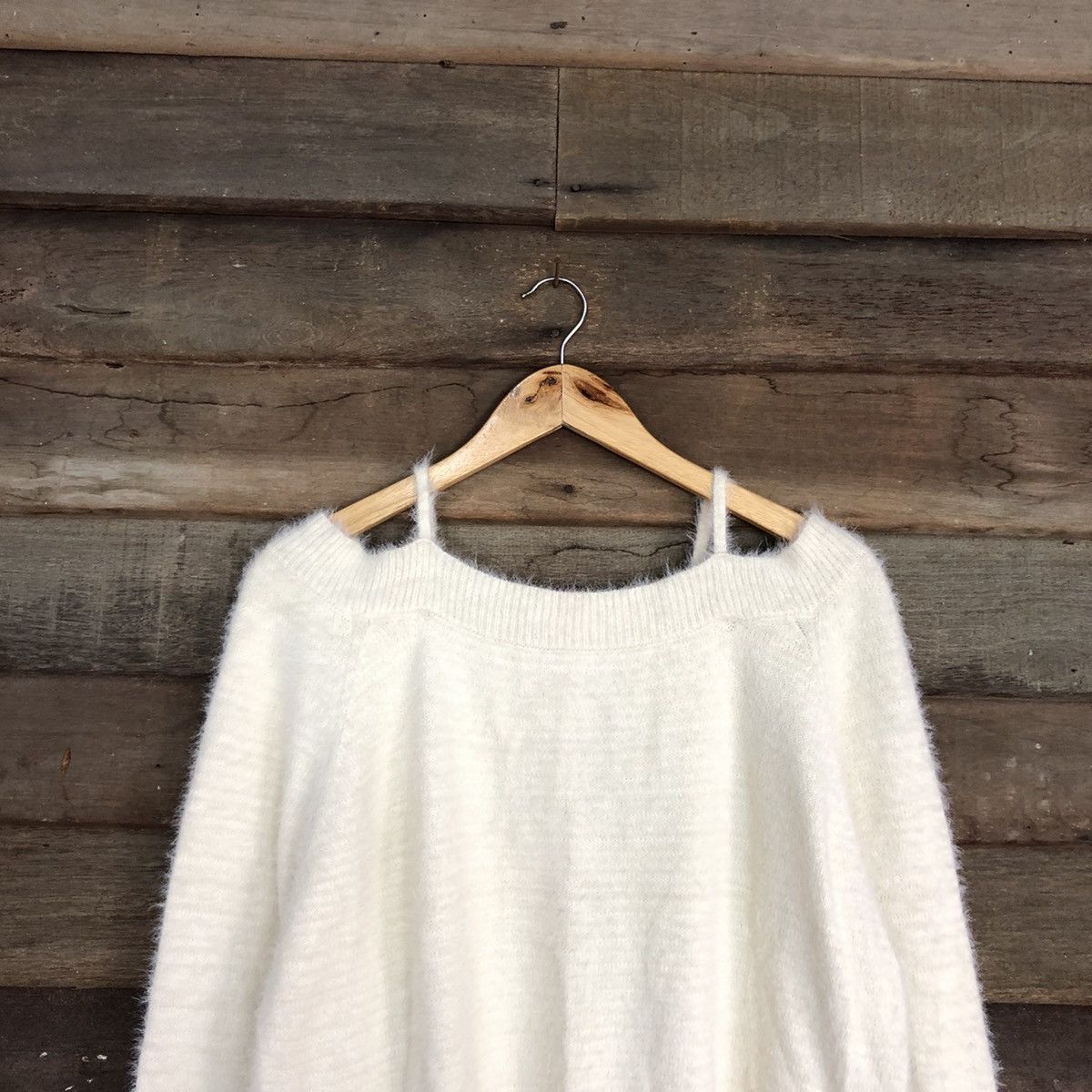 Homespun Knitwear × Japanese Brand DL Discoat Cream Mohair Soft Fur Shag Shaggy Knitwear #B634 Size M / US 6-8 / IT 42-44 - 2 Thumbnail