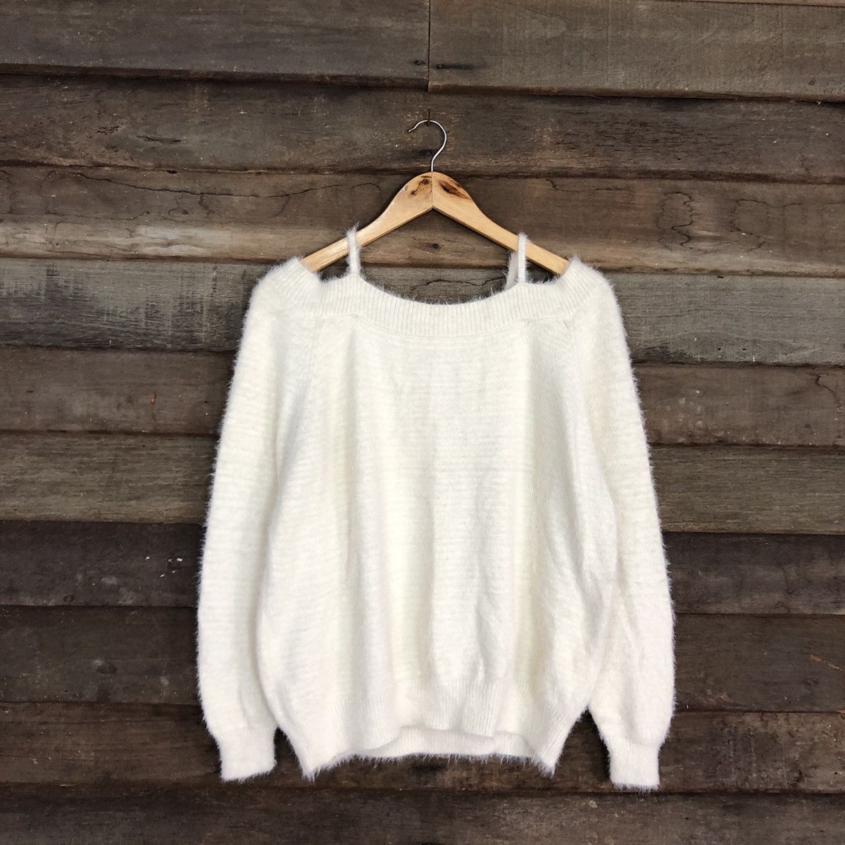 Homespun Knitwear × Japanese Brand DL Discoat Cream Mohair Soft Fur Shag Shaggy Knitwear #B634 Size M / US 6-8 / IT 42-44 - 1 Thumbnail