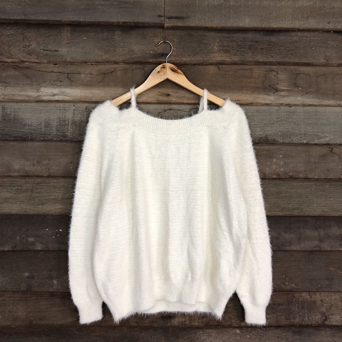 Homespun Knitwear × Japanese Brand DL Discoat Cream Mohair Soft Fur Shag Shaggy Knitwear #B634 Size M / US 6-8 / IT 42-44 - 3 Thumbnail