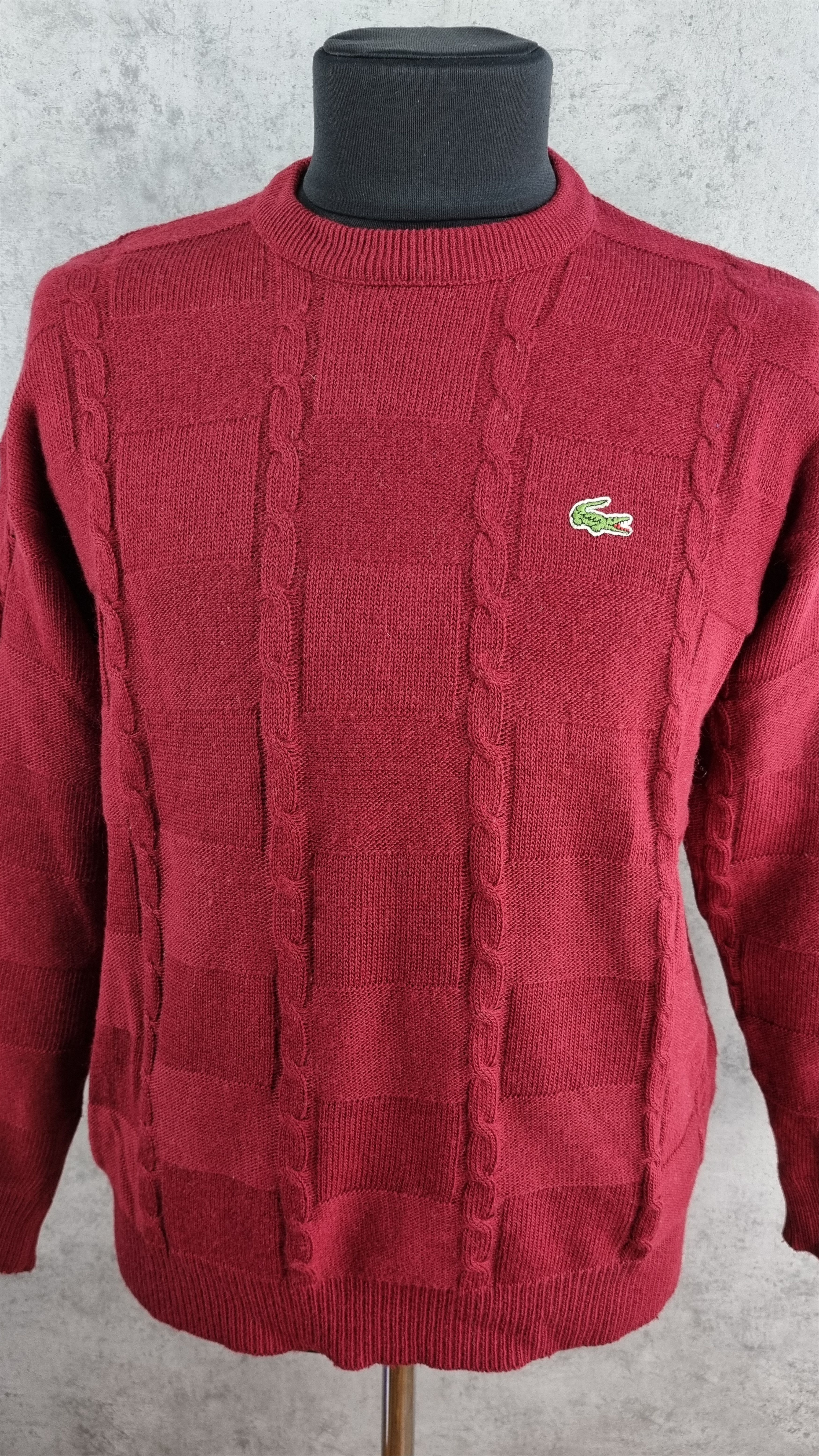 Lacoste × Vintage 80s LACOSTE Chemise French Cable Knitted Wool Sweater Size US L / EU 52-54 / 3 - 5 Thumbnail