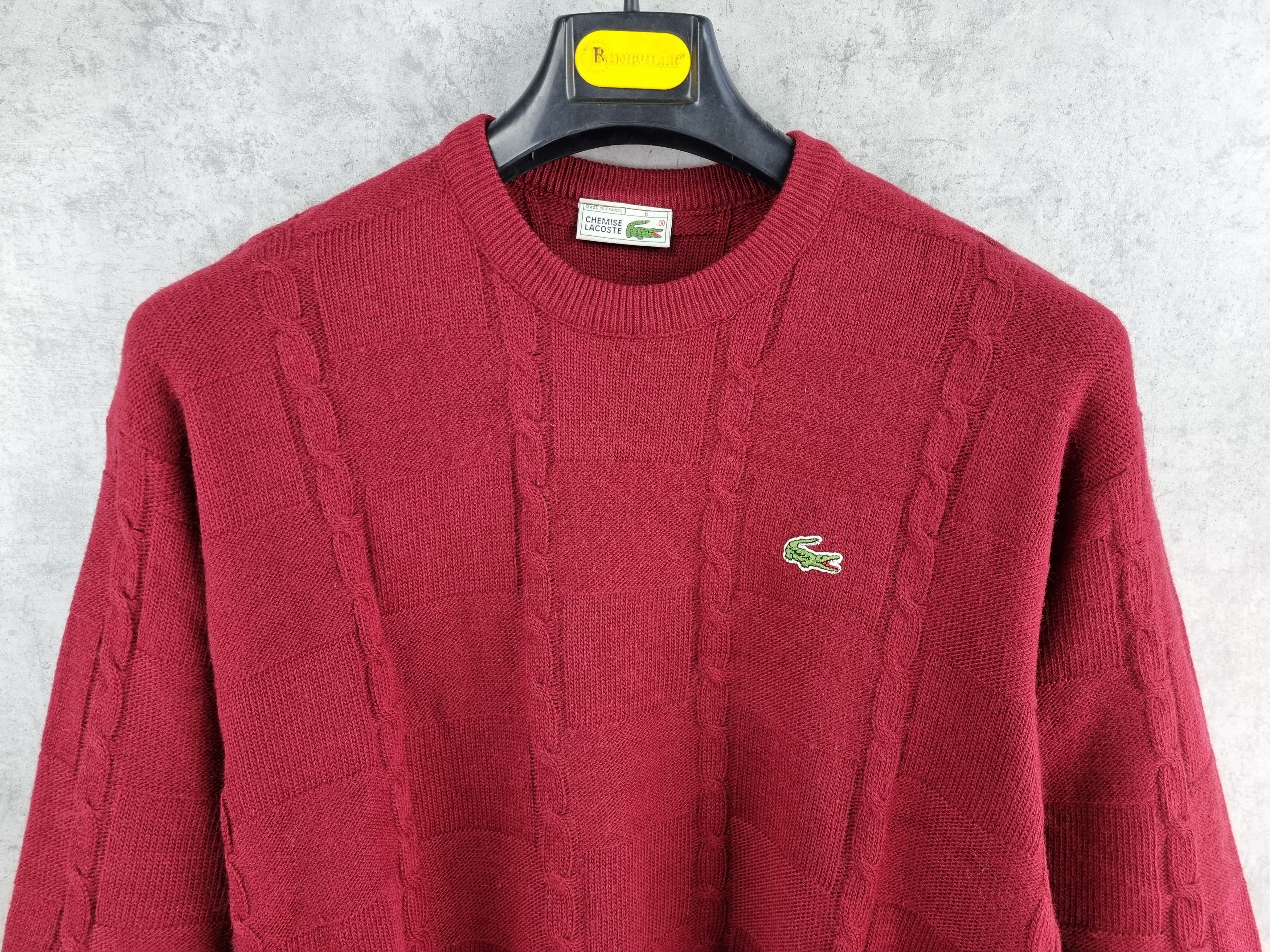 Lacoste × Vintage 80s LACOSTE Chemise French Cable Knitted Wool Sweater Size US L / EU 52-54 / 3 - 2 Thumbnail