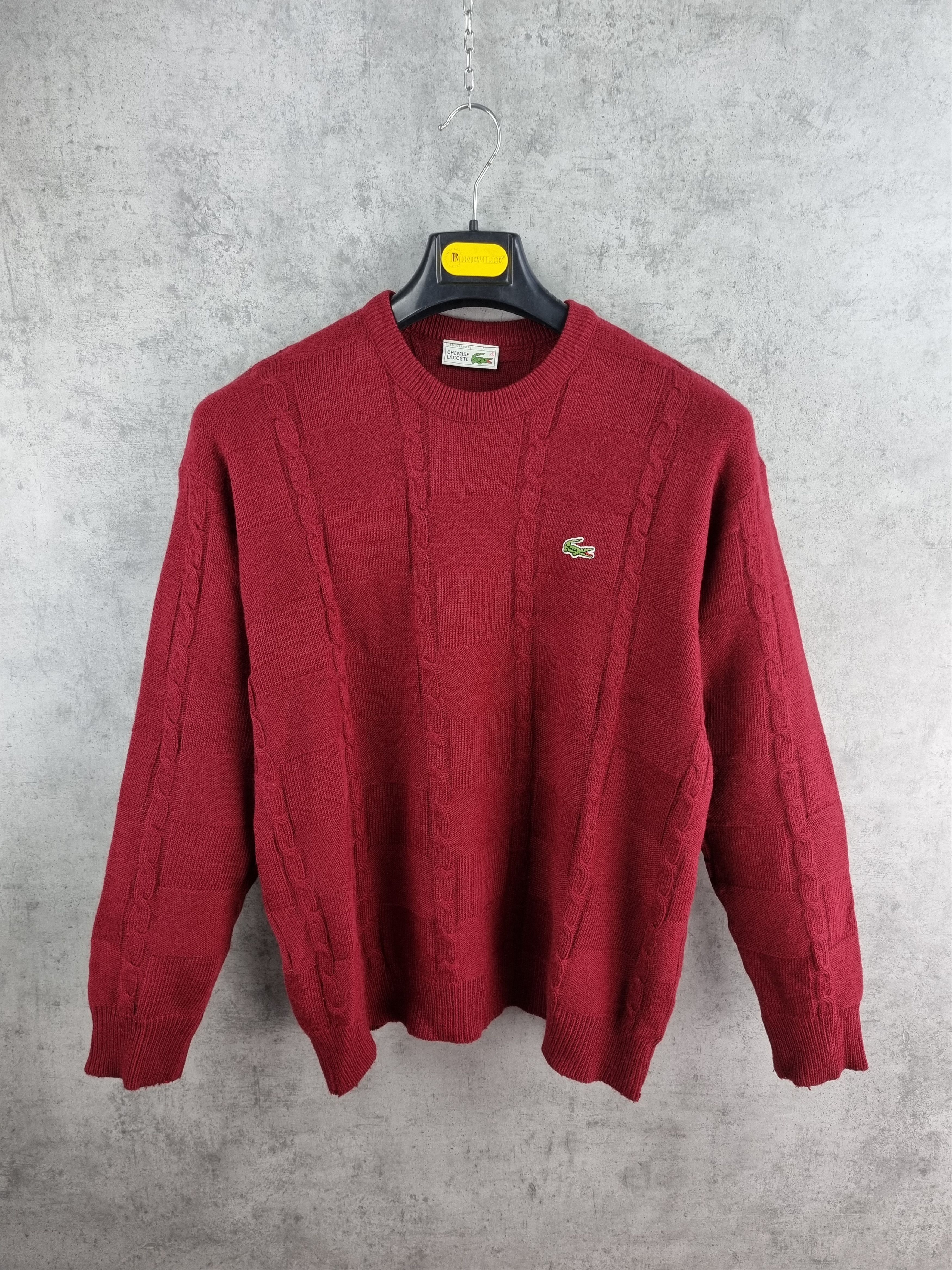 Lacoste × Vintage 80s LACOSTE Chemise French Cable Knitted Wool Sweater Size US L / EU 52-54 / 3 - 3 Thumbnail
